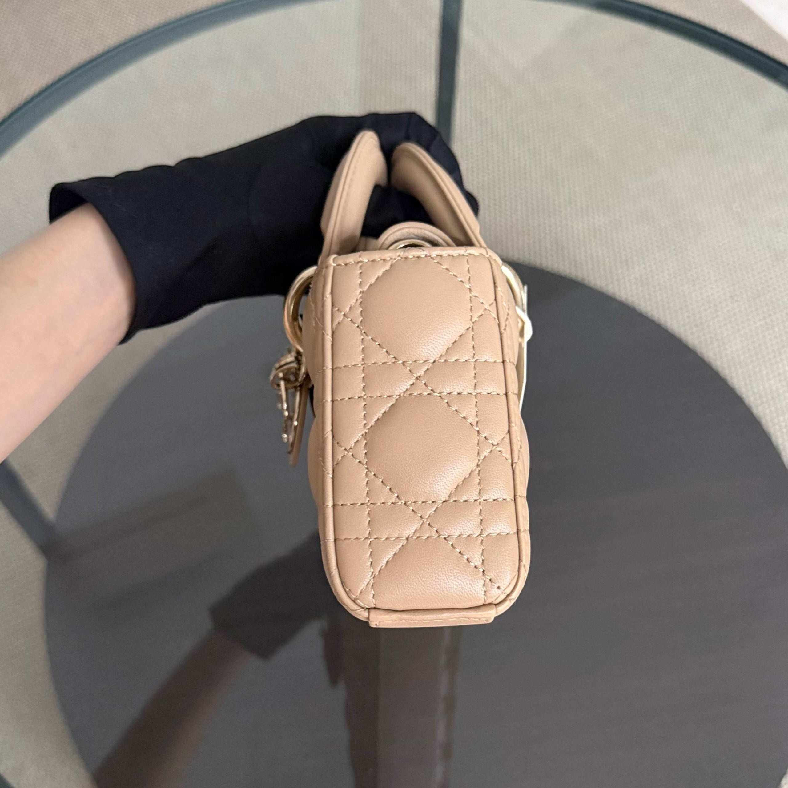 Dior D-Joy Small Lady - Cannage Lambskin Caramel Beige Gold Hardware