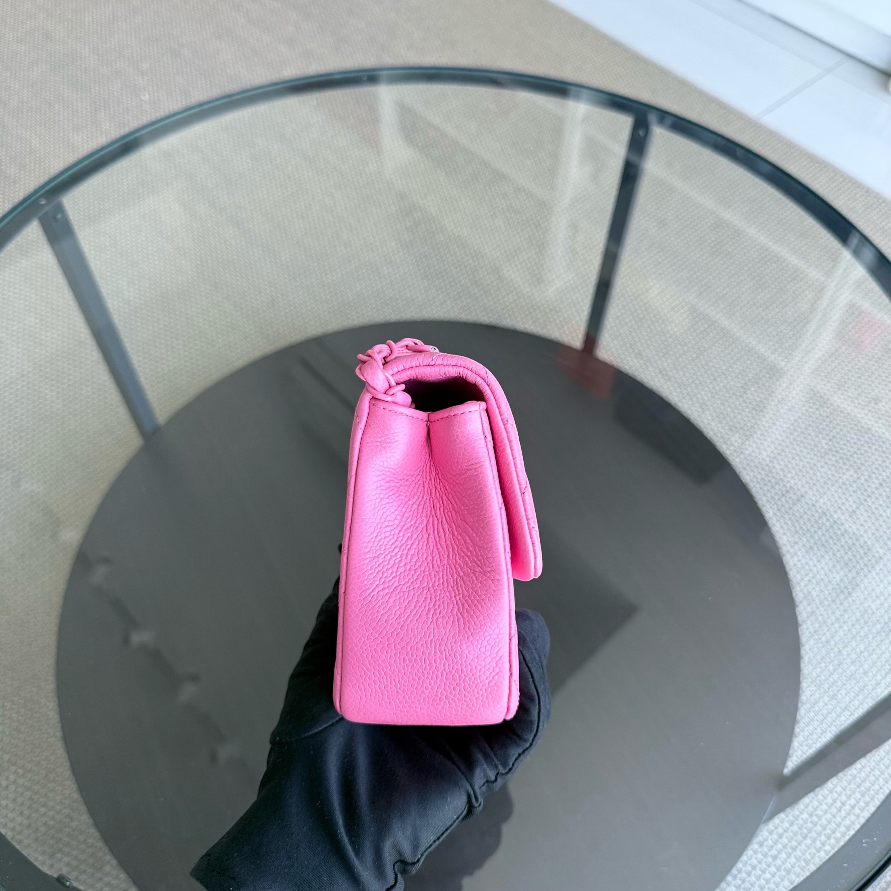 Chanel Classic Flap Seasonal Mini Square - Caviar Quilted Grained Calfskin All Pink Barbie Series 29