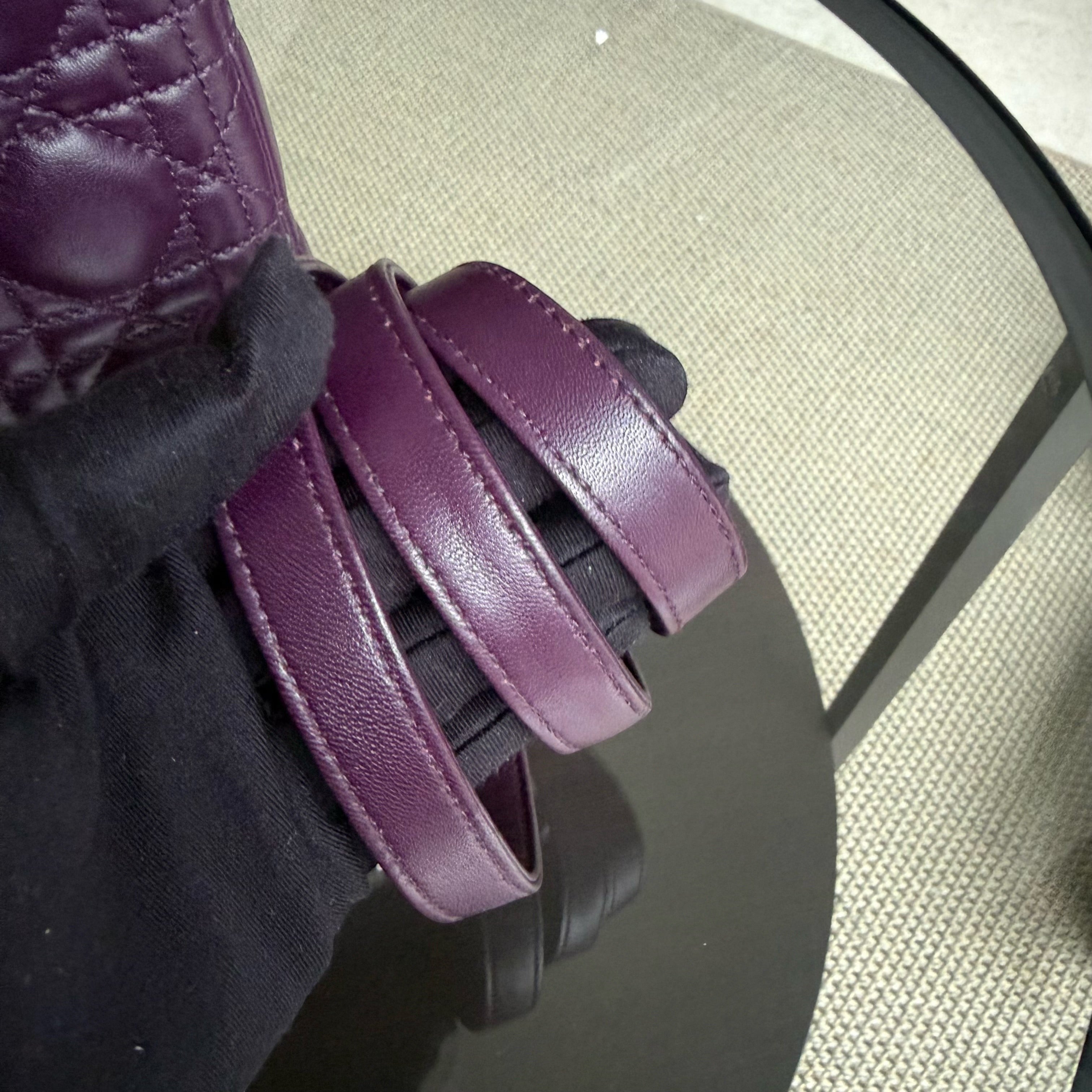 Dior Lady Large - Cannage Lambskin Dark Purple Silver Hardware