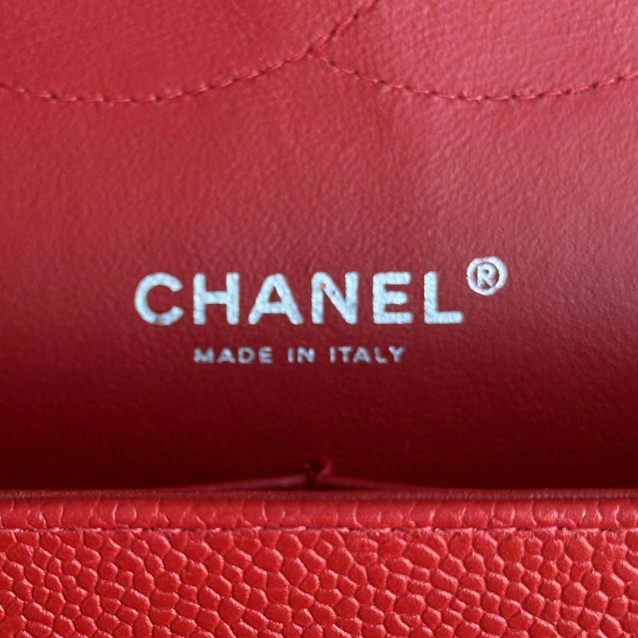 Chanel Caviar Jumbo Double Flap Classic Flap Quilted Calfskin Red SHW No 19