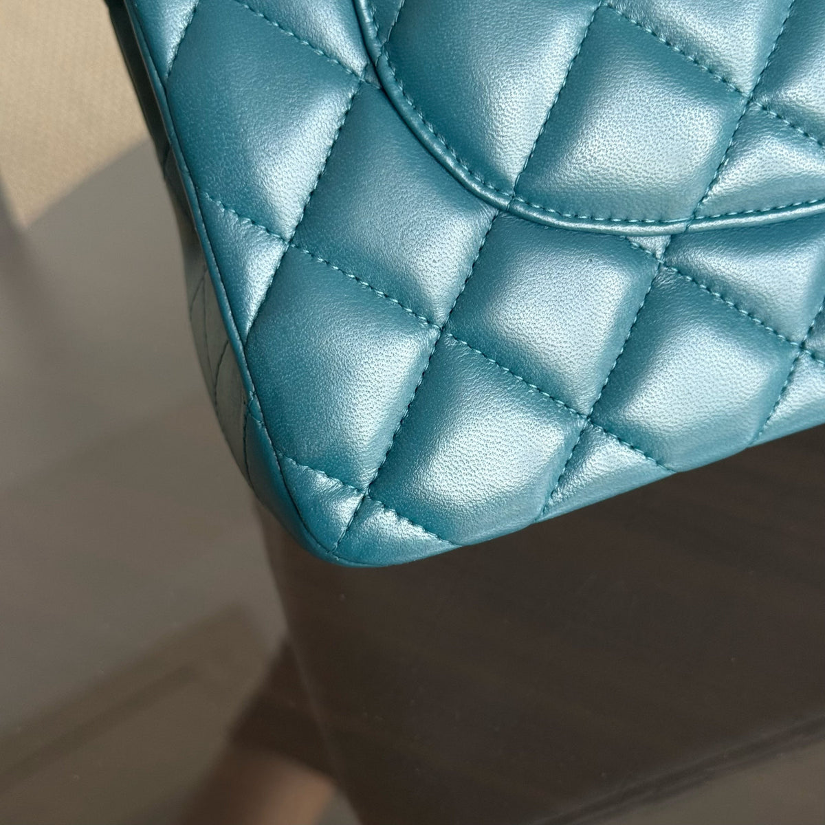 Chanel Classic Flap Jumbo - Double Flap 30CM Quilted Lambskin Dark Turquoise Dark Silver Hardware Series 15