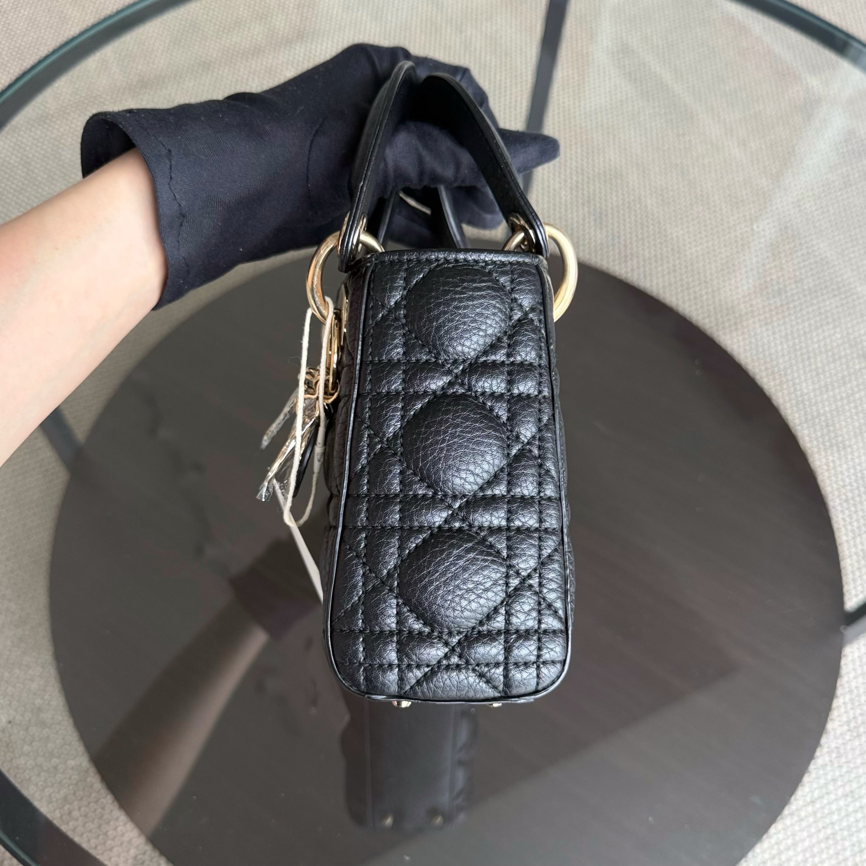Dior Lady Mini - Cannage Caviar Black Gold Hardware