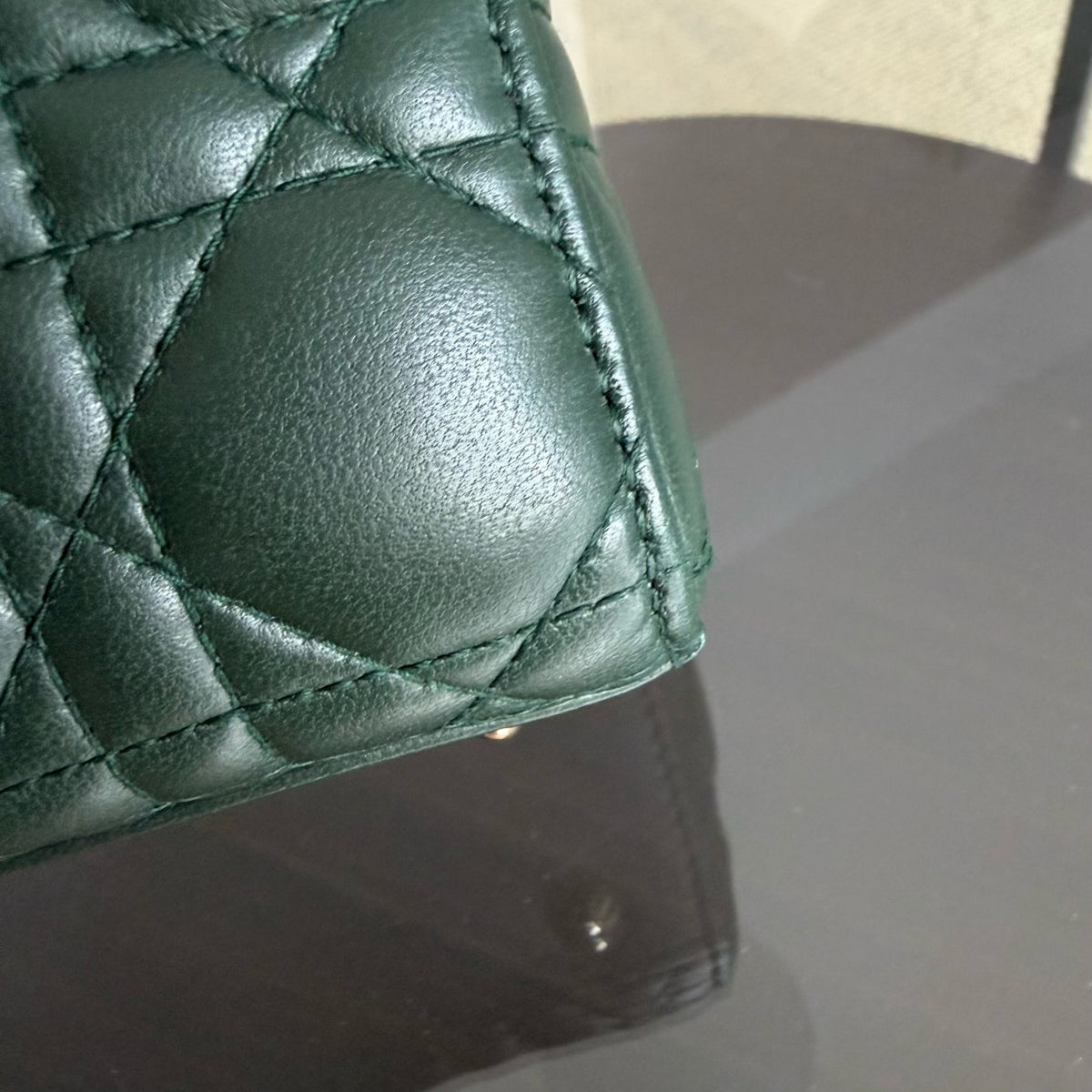 Dior Lady Small Flap - Cannage Lambskin Dark Green Gold Hardware