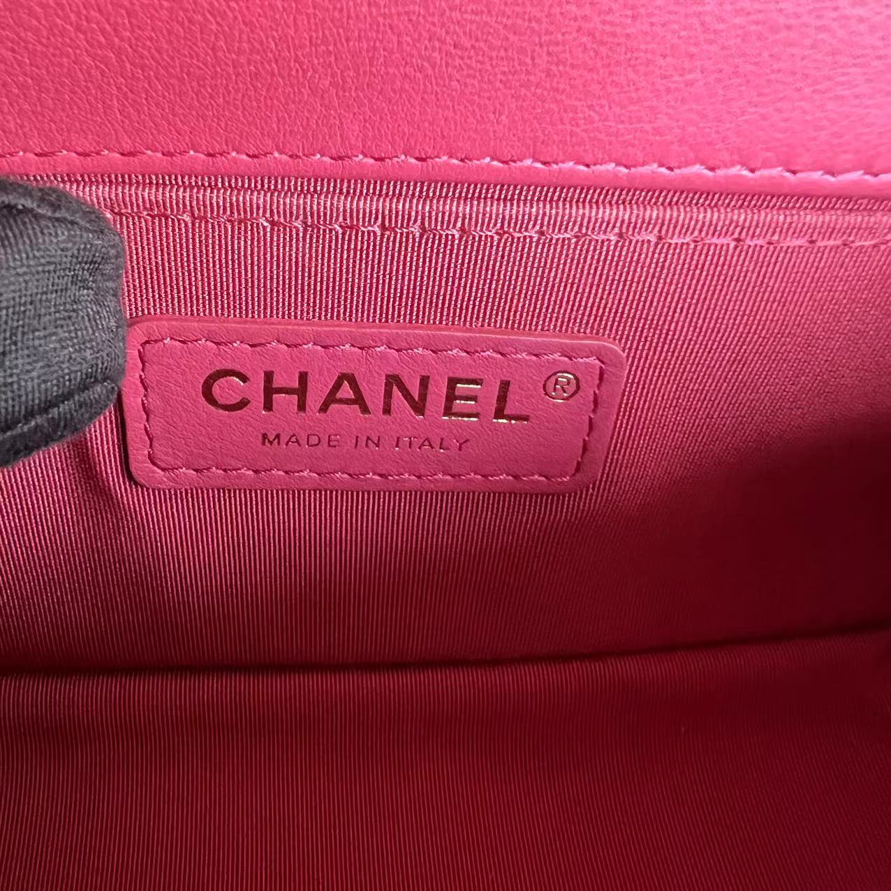 *Full Set, Receipt* Chanel Boy Small 20CM Quilted Calfskin Hot Pink RSHW No 26