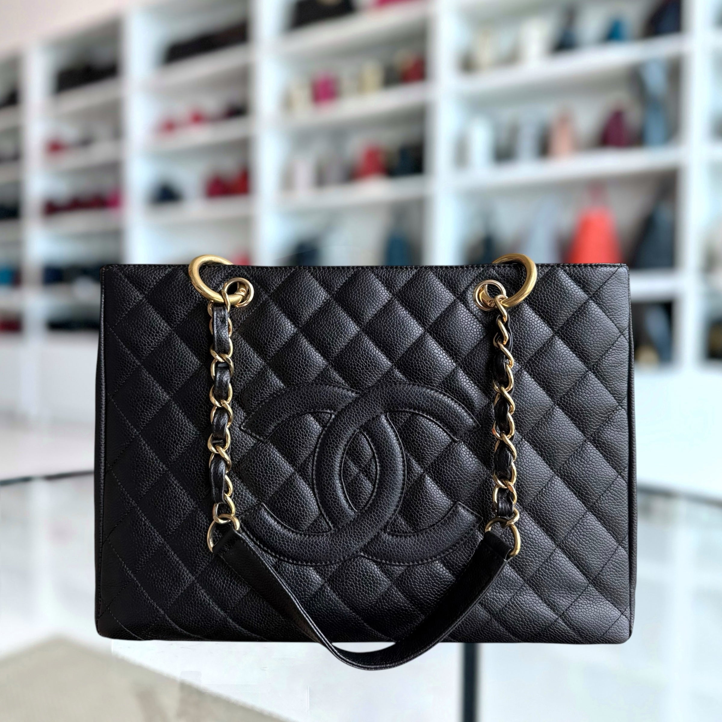 Chanel GST Grand Shopping Tote - Caviar Quilted Black Gold Hardware Series 11