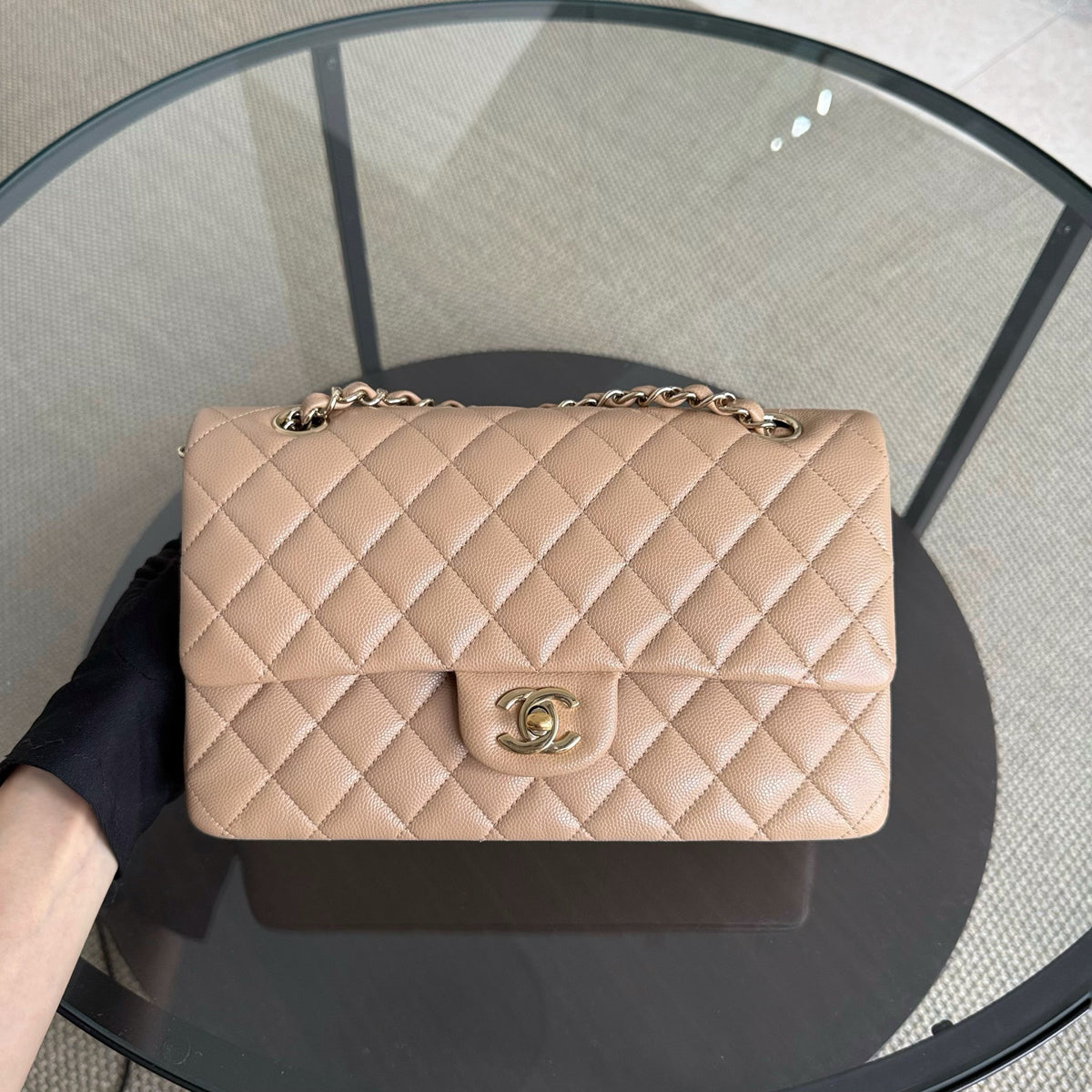 Chanel Classic Flap Medium - Caviar 25CM Quilted Caramel Gold Hardware Series 28