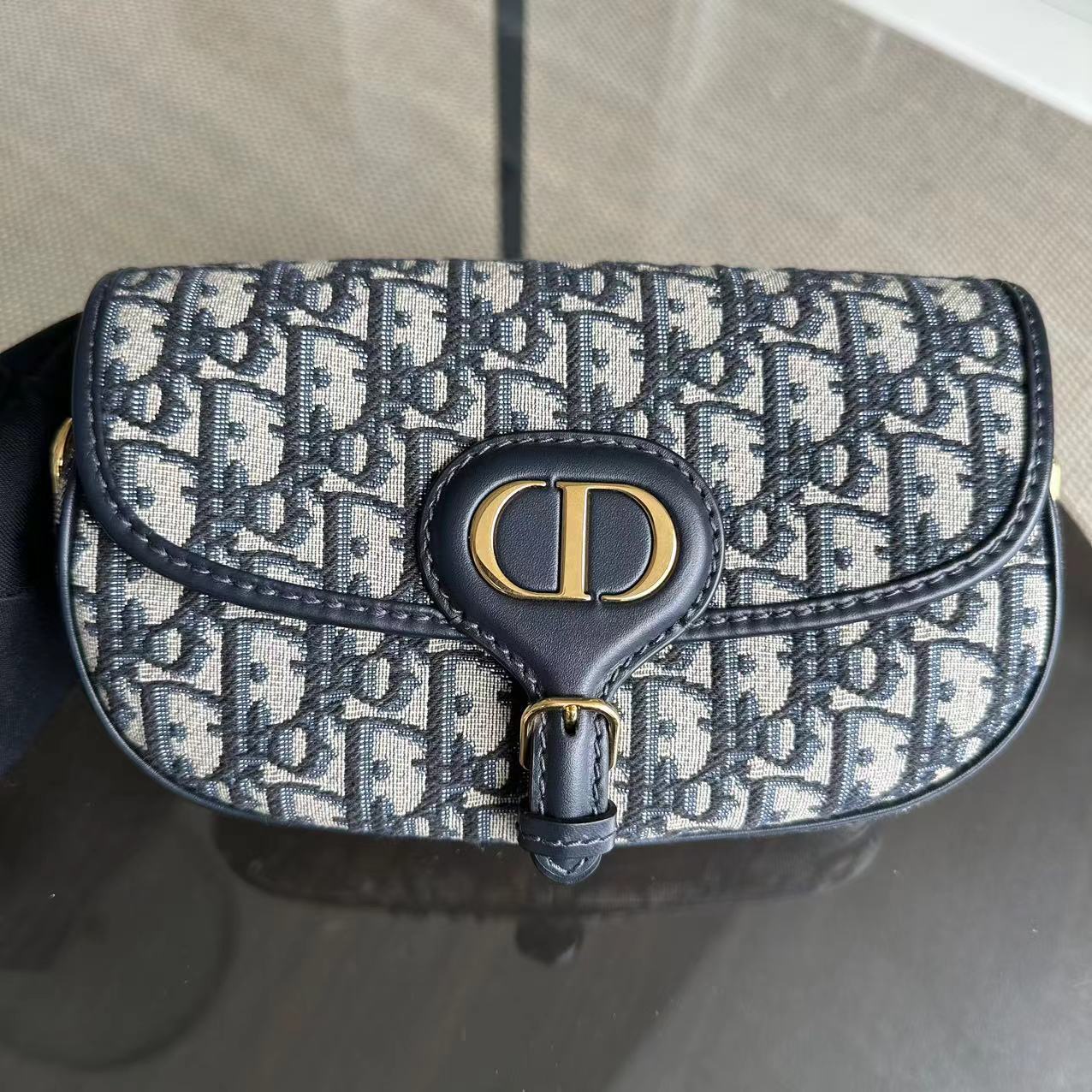 Dior Bobby East West Oblique Canvas Dark Blue Golden Hardware