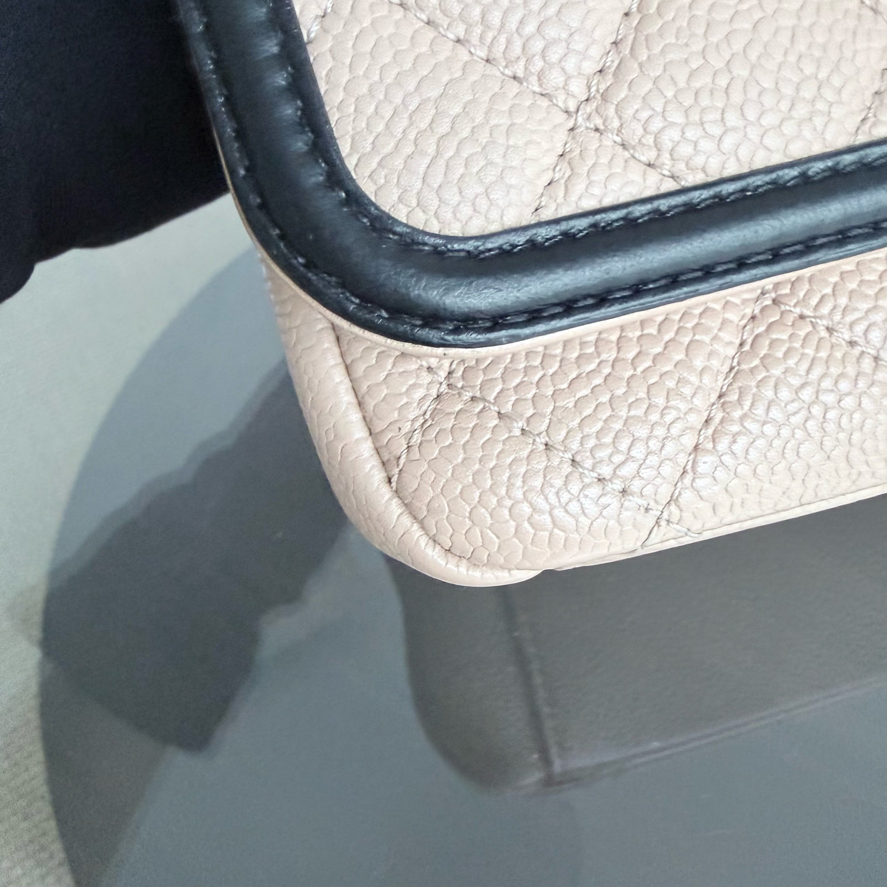 Chanel Filigree CC Medium - 25CM Caviar Quilted Beige Gold Hardware Series 24