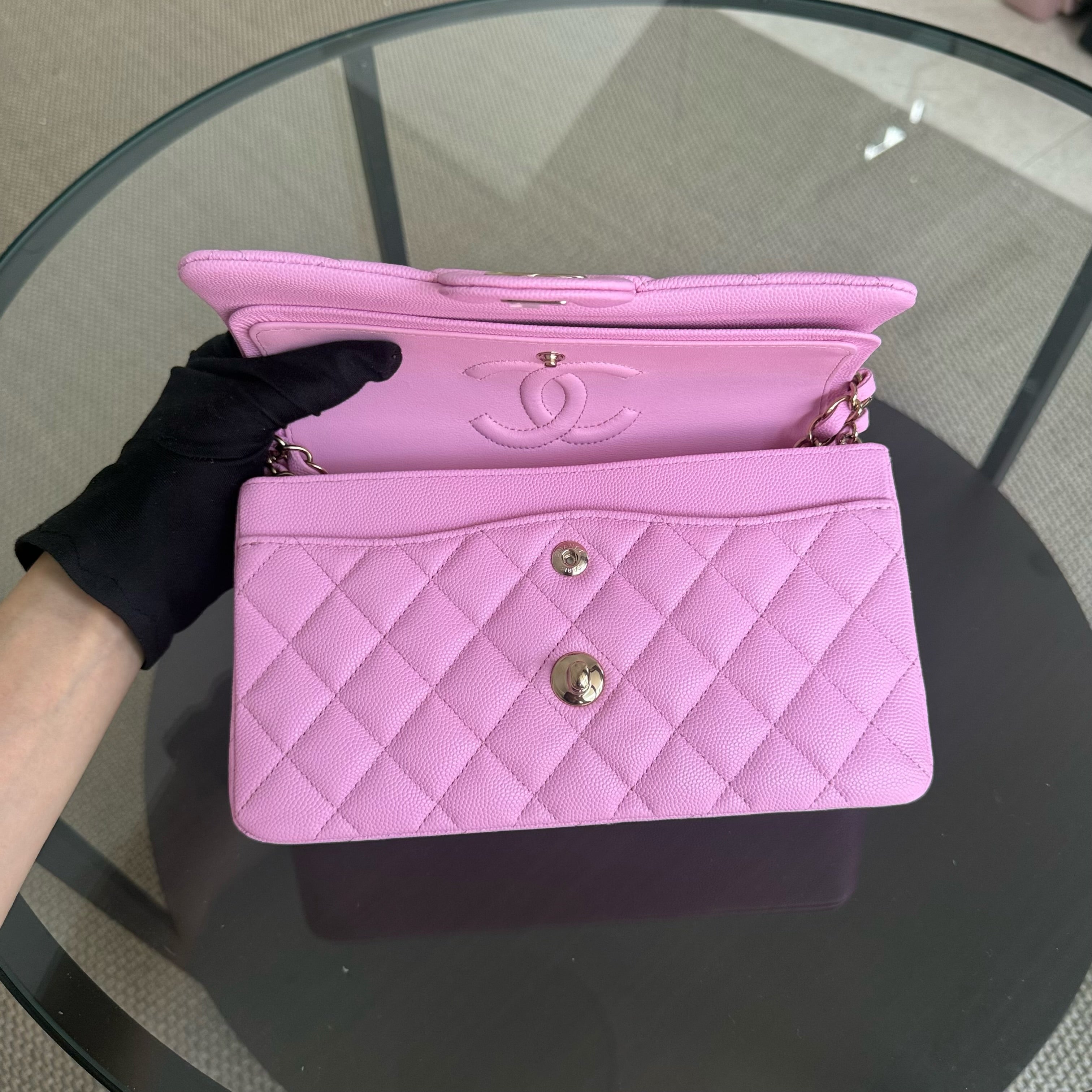 Chanel Classic Flap Small - Caviar 23CM Quilted Barbie Pink Light Gold Hardware Microchip