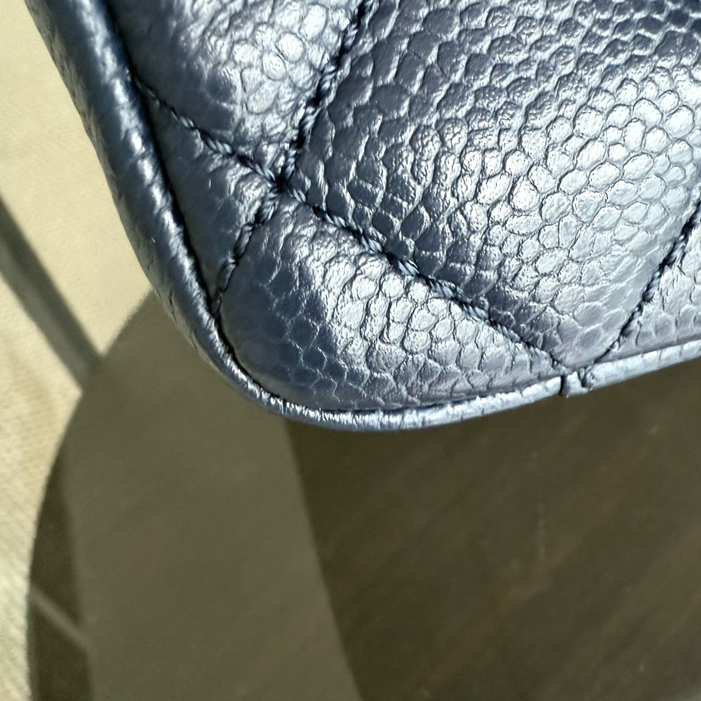 Chanel GST Grand Shopping Tote - Caviar Quilted Grained Calfskin Dark Navy Blue Gold Hardware Series 19