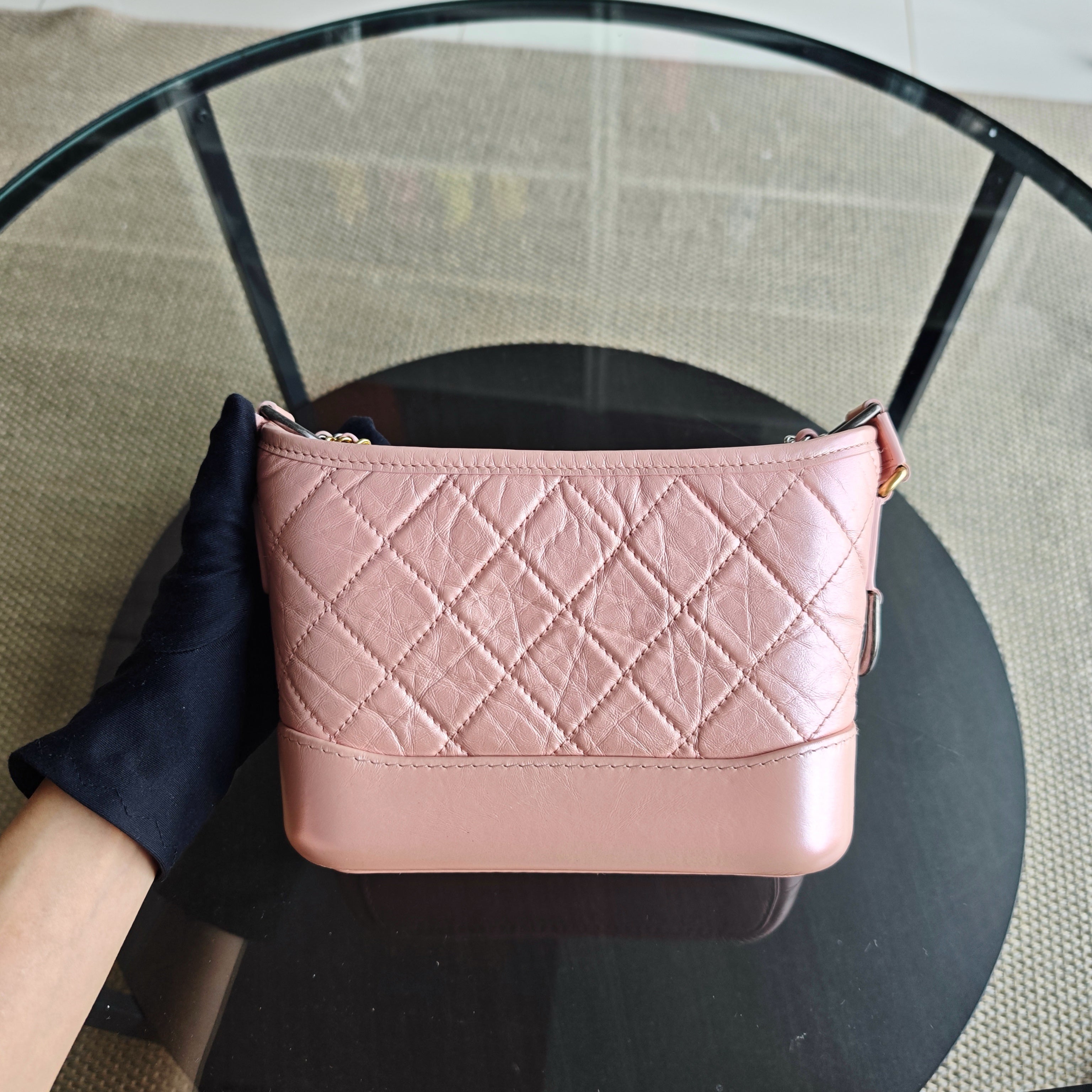Chanel Gabrielle Small - Quilted Irridescent Pink Calfskin Gold Hardware Series 27