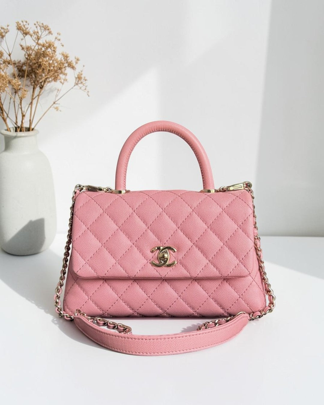 Chanel Coco Handle Small - Caviar Quilted Pink Gold Hardware Series 27