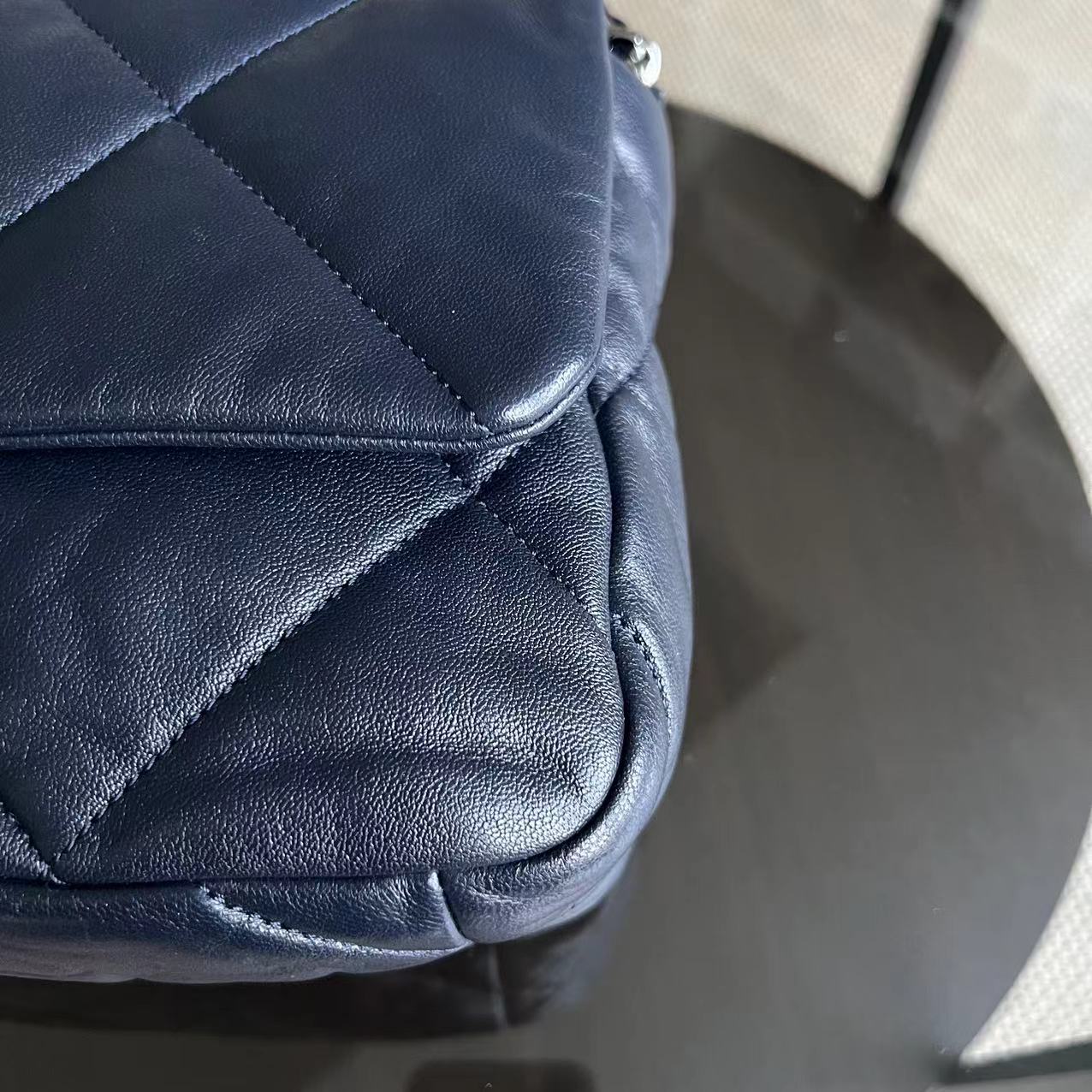 Small 19 Bag C19 Goatskin Dark Blue Two-Tone Hardware Series 29