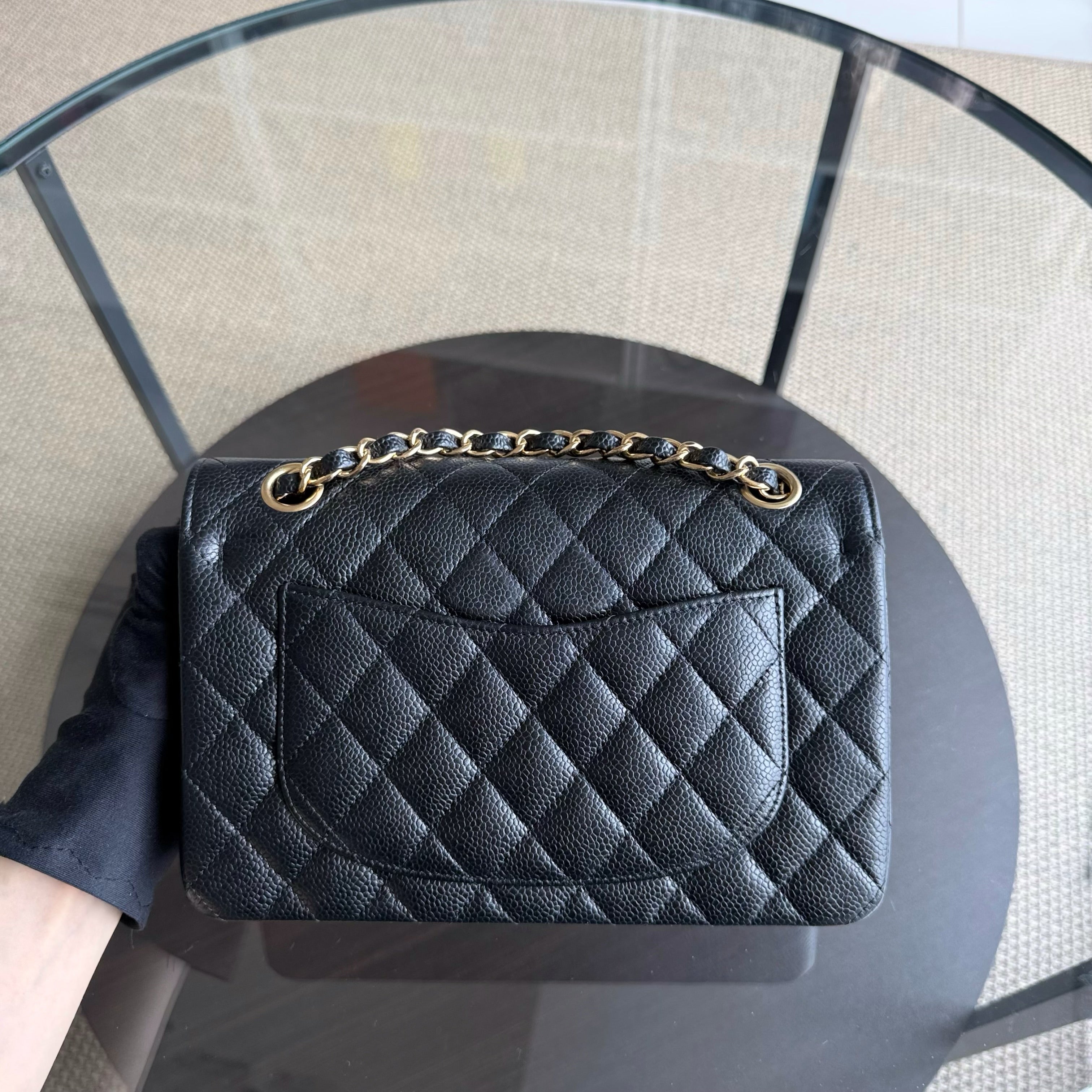 Chanel Classic Flap Small - Caviar 23CM Quilted Grained Calfskin Black Gold Hardware Series 23