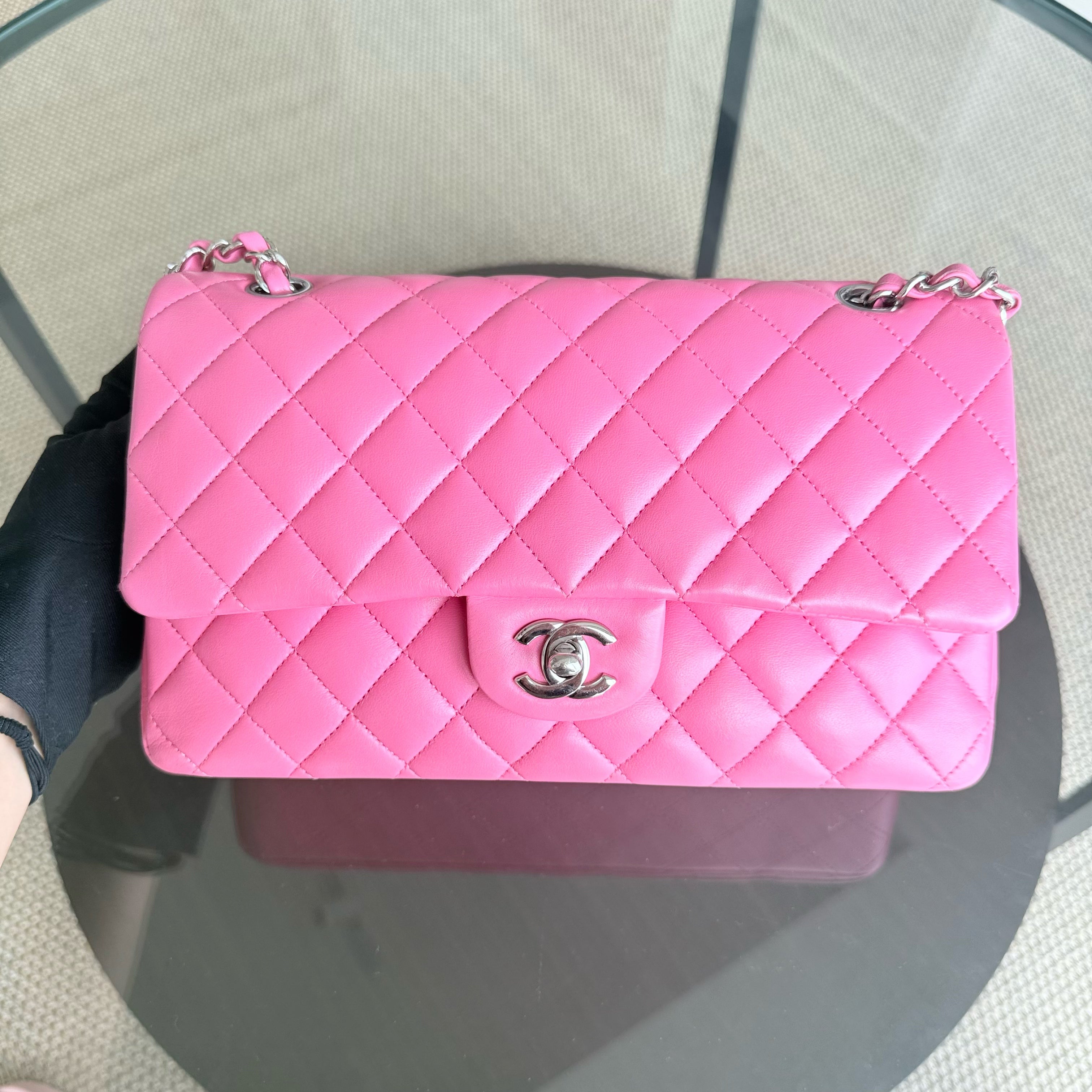 Chanel Classic Flap Medium - 25CM Quilted Lambskin Pink Silver Hardware Series 27