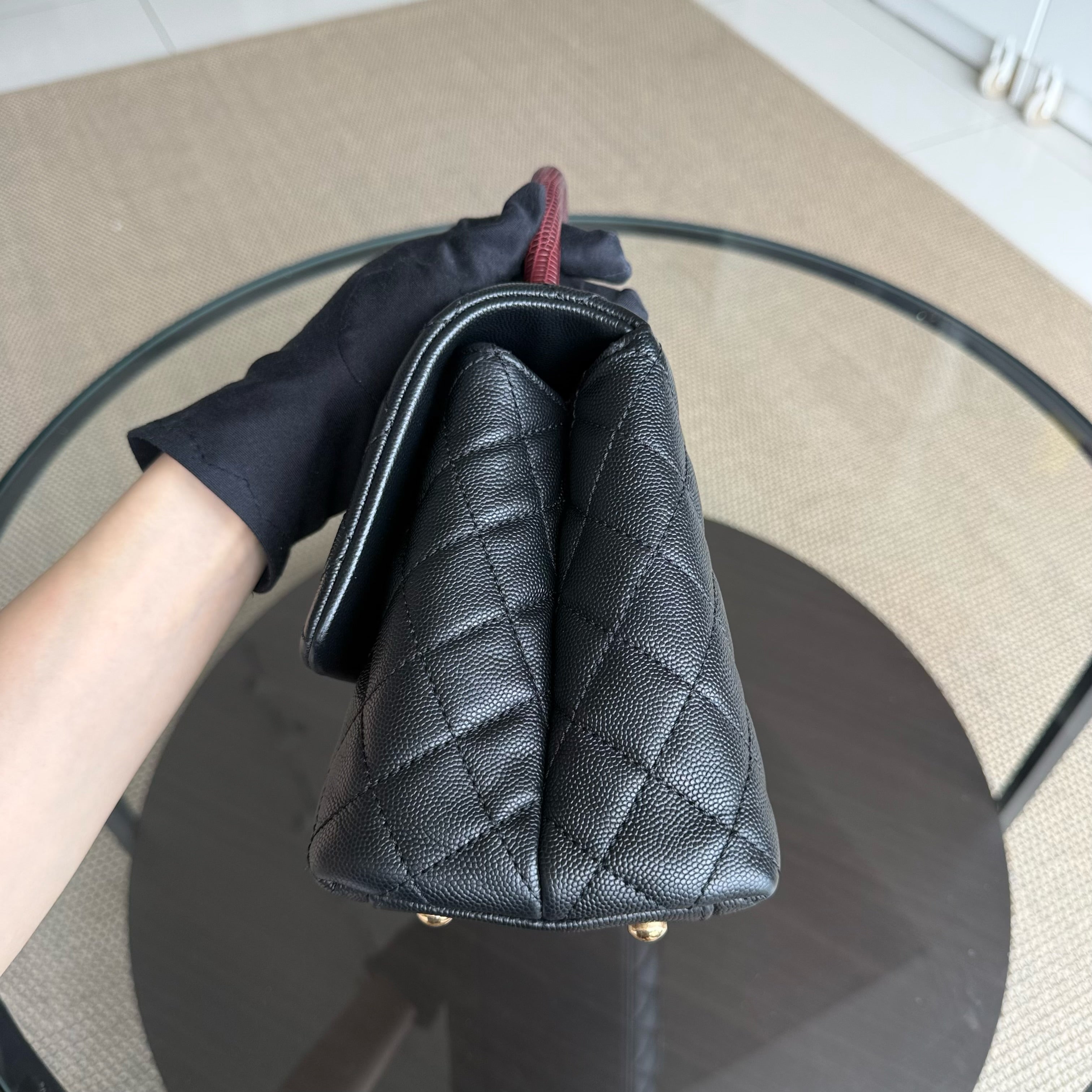 Chanel Coco Handle Medium - Caviar 29CM Quilted Black Gold Hardware Series 23