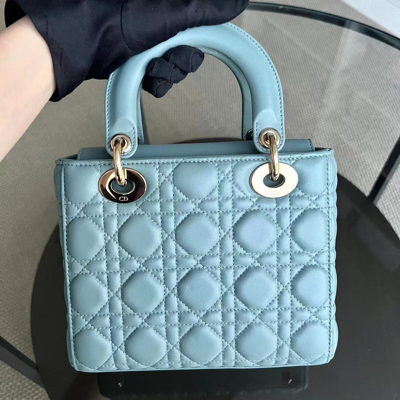 Dior Lady Small - Cannage Lambskin MyABC Cyan Green Blue Golden Hardware ABC