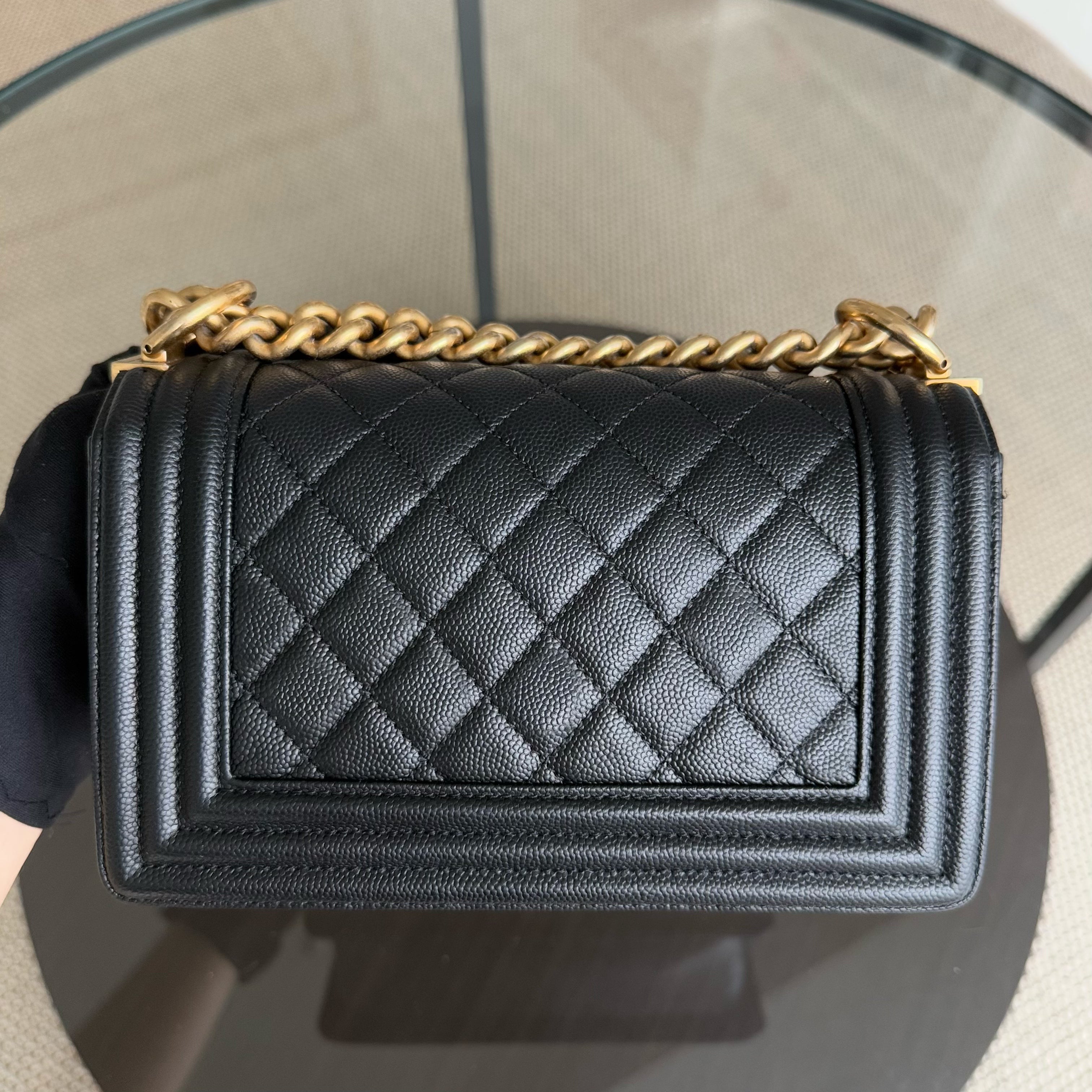 Chanel Boy Small - Caviar 20CM Quilted Black Gold Hardware Series 29