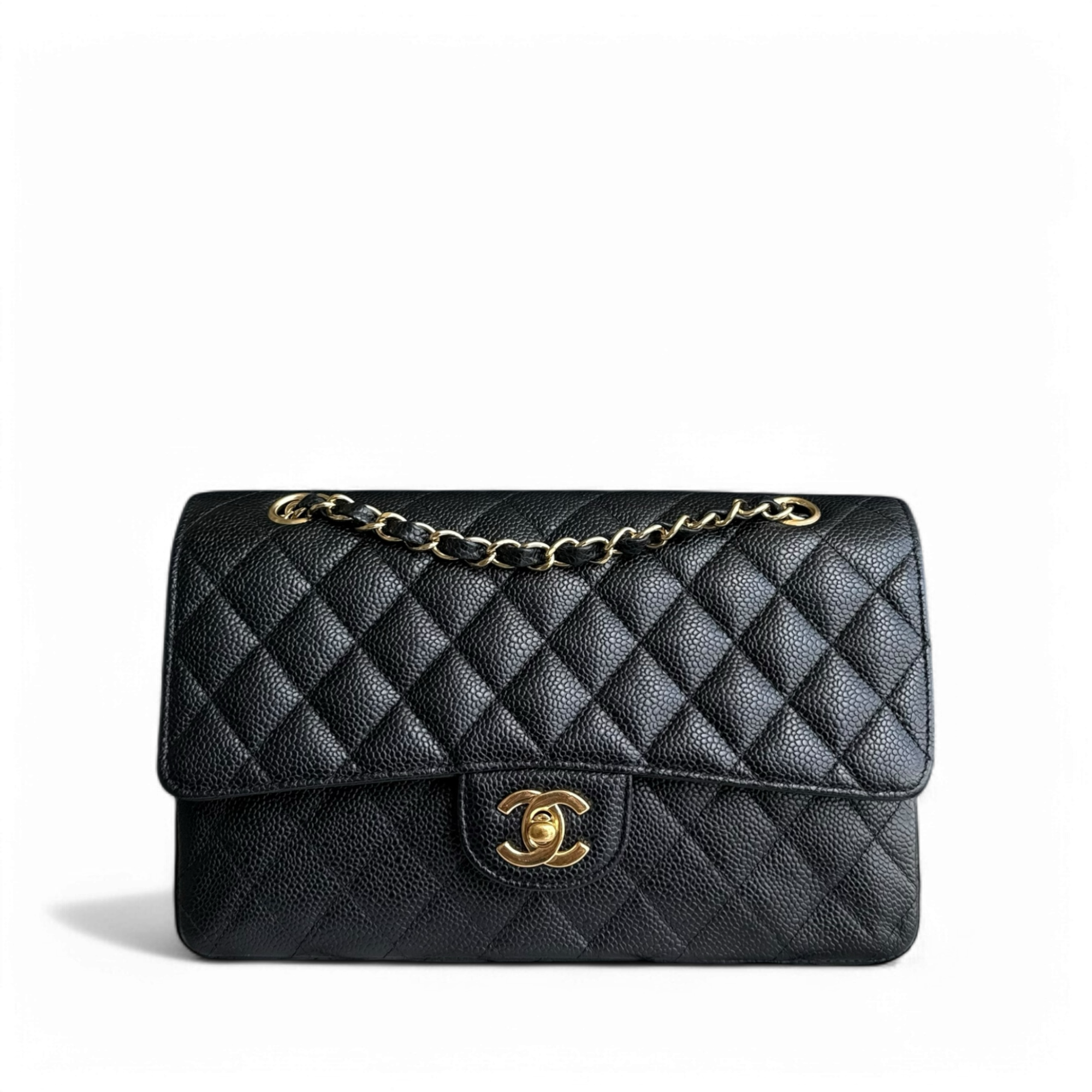 Chanel Classic Flap Medium - Caviar 25CM Quilted Black Gold Hardware Series 13