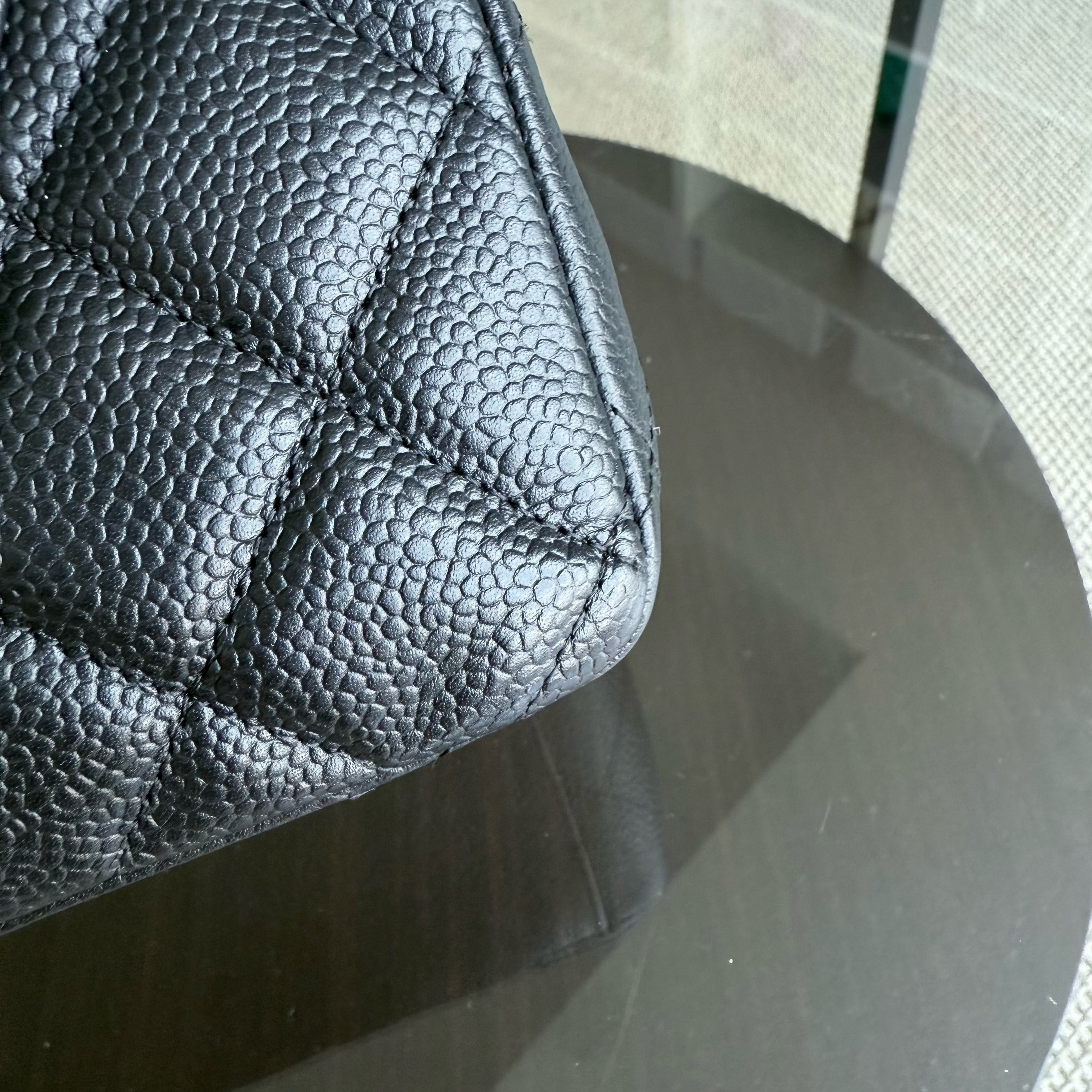 Chanel Classic Flap Maxi - Caviar 33CM Double Flap Black Silver Hardware Series 18