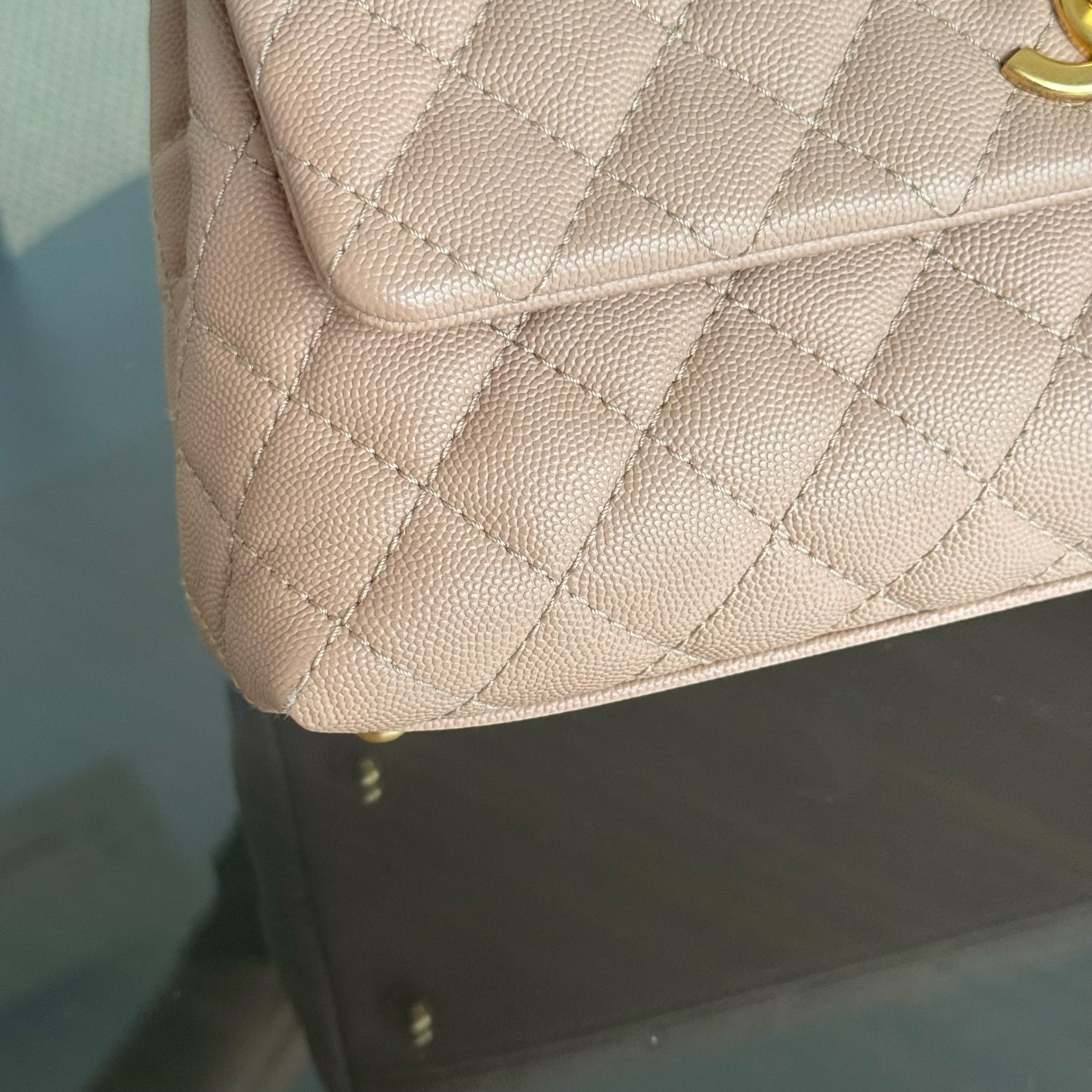 Chanel Coco Handle Medium - Caviar Quilted Beige Gold Hardware Series 26