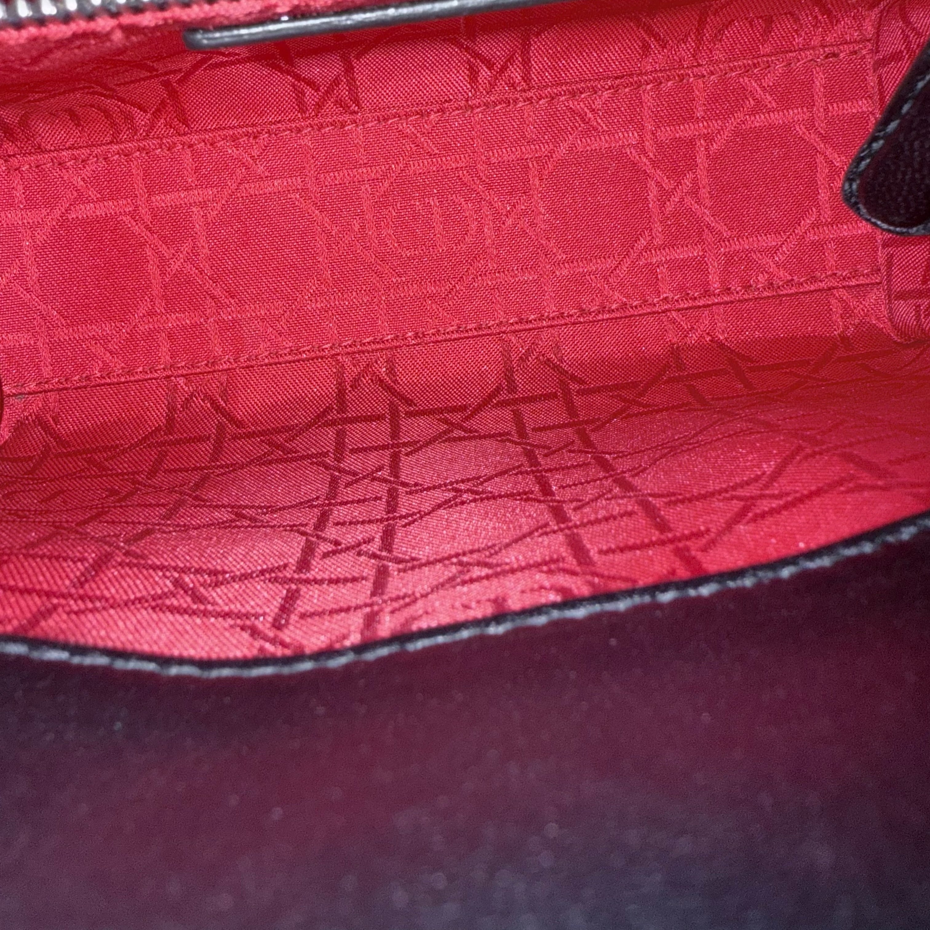 Dior Lady Mini - Cannage Lambskin Black Silver Hardware Chain Strap