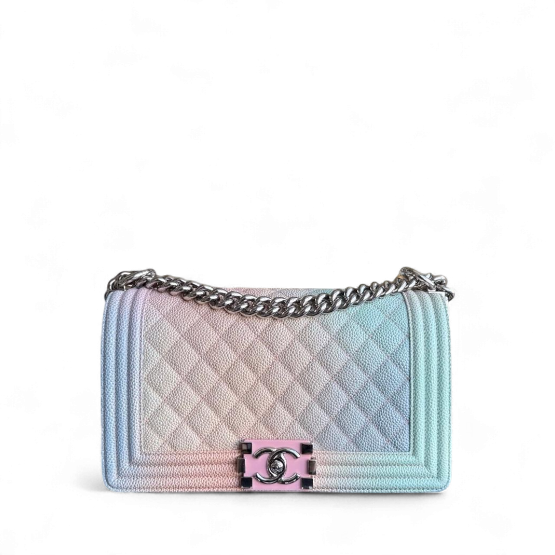 Chanel Boy Medium - Caviar 25CM Quilted Grained Calfskin Rainbow Limited Edition Series 25