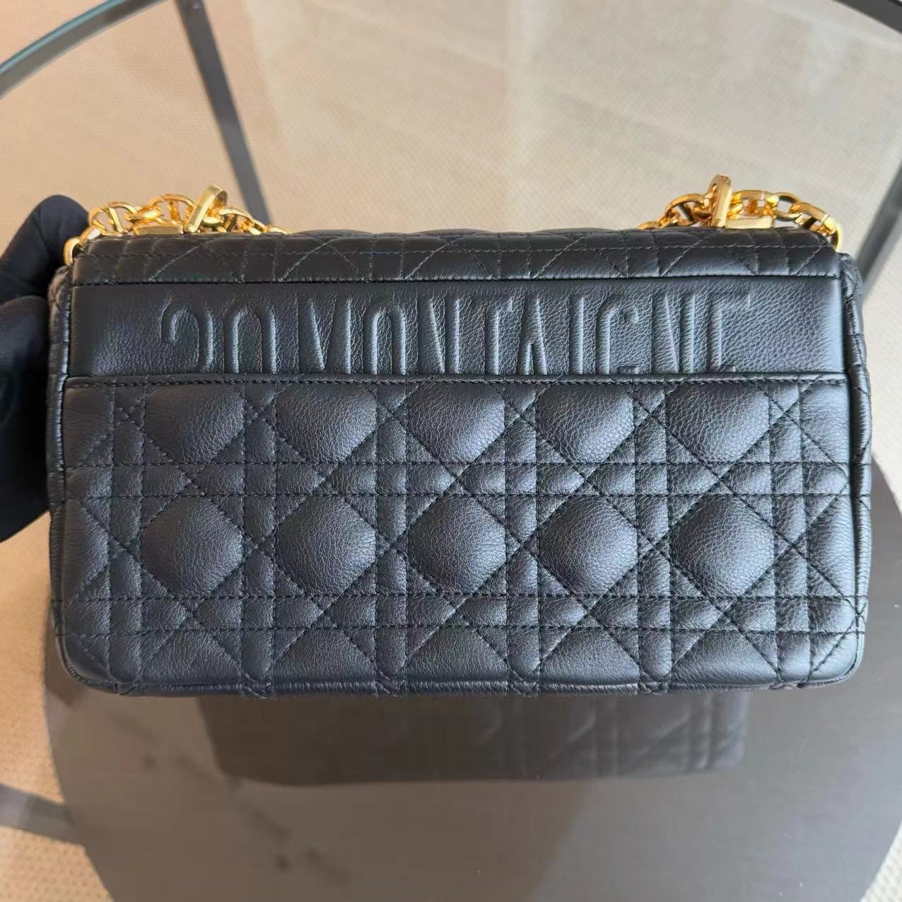 Dior Caro Medium - Cannage Grained Calfskin Black Gold Hardware