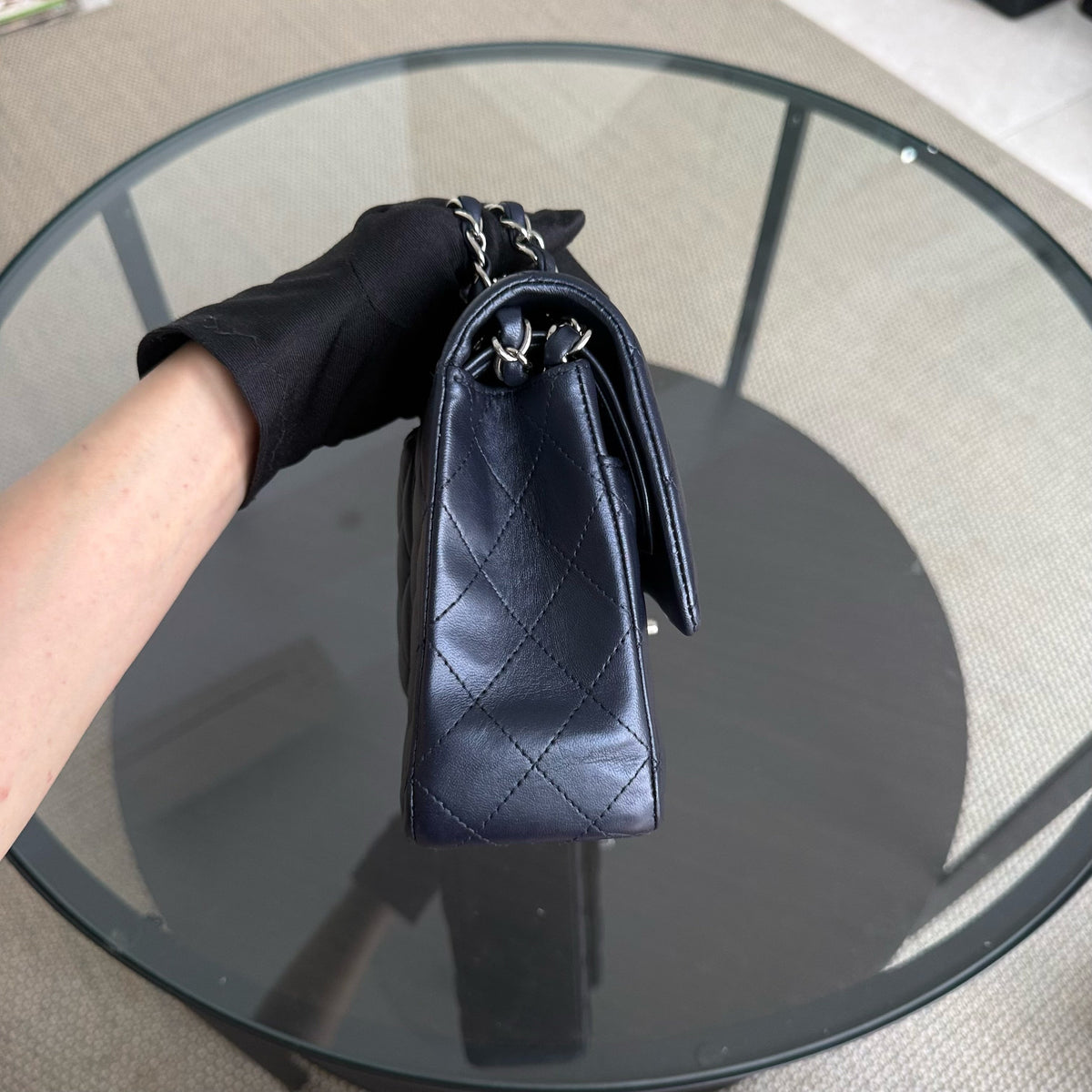 Chanel Classic Flap Medium - Lambskin 25CM Quilted Midnight Blue Light Silver Hardware Series 24