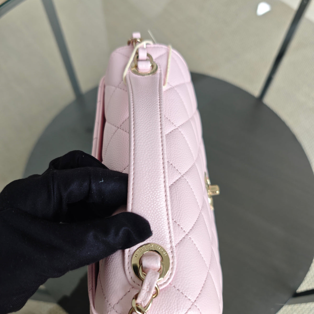 Chanel Business Affinity - Medium 23CM Caviar Quilted Sakura Light Pink Gold Hardware Microchip