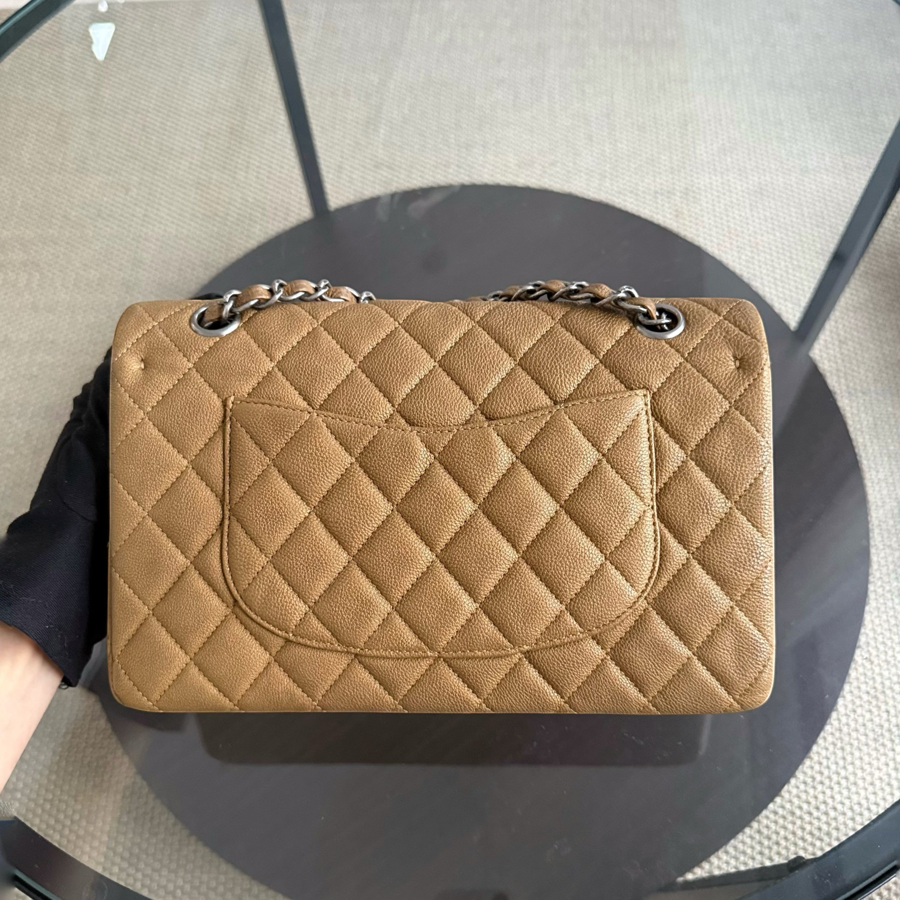 Chanel Classic Flap Medium - 25CM Caviar Quilted Bronze Color Ruthenium Silver Hardware Series 17