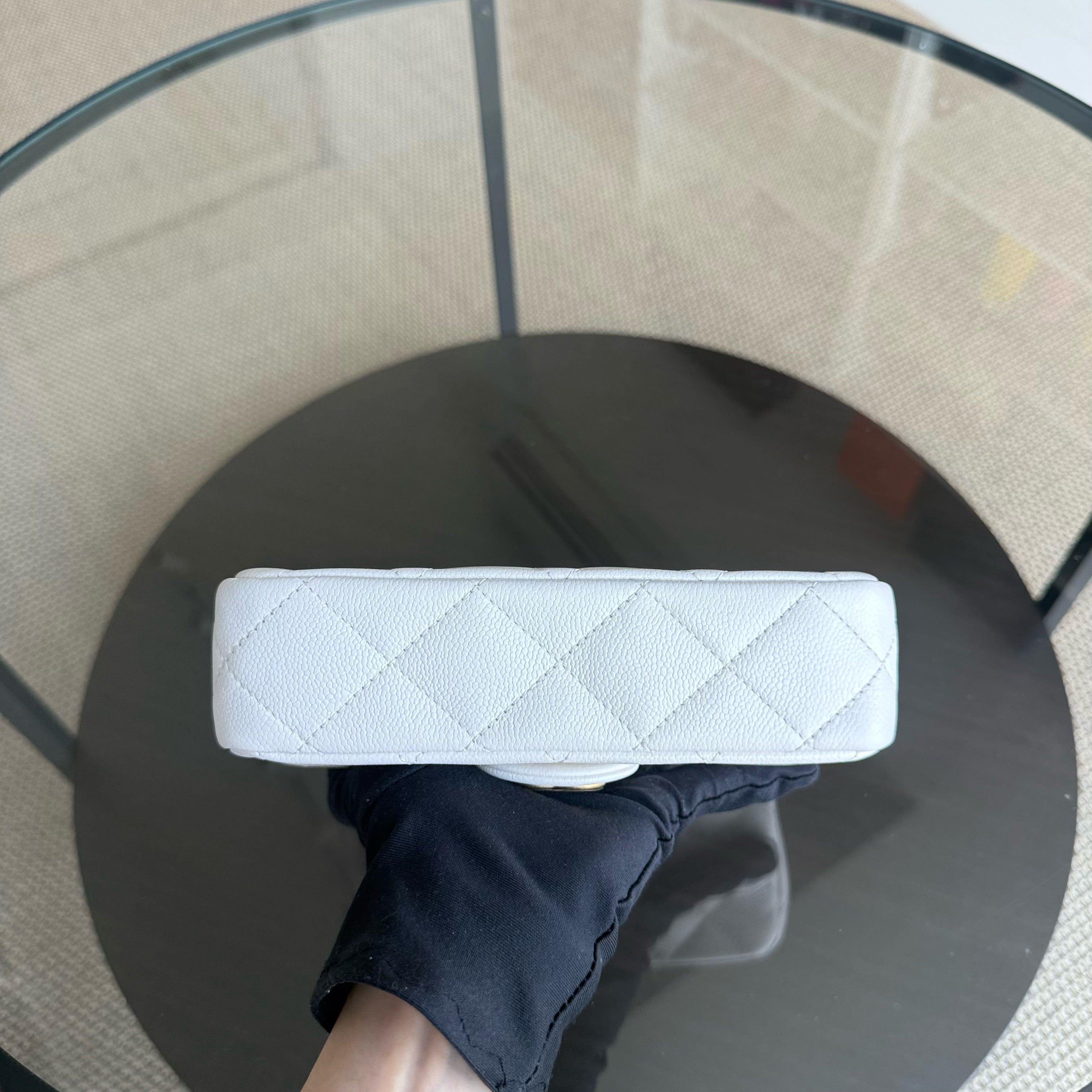 Chanel Flap Mini 21CM Sweetheart 23P - Caviar Quilted White Gold Hardware Microchip