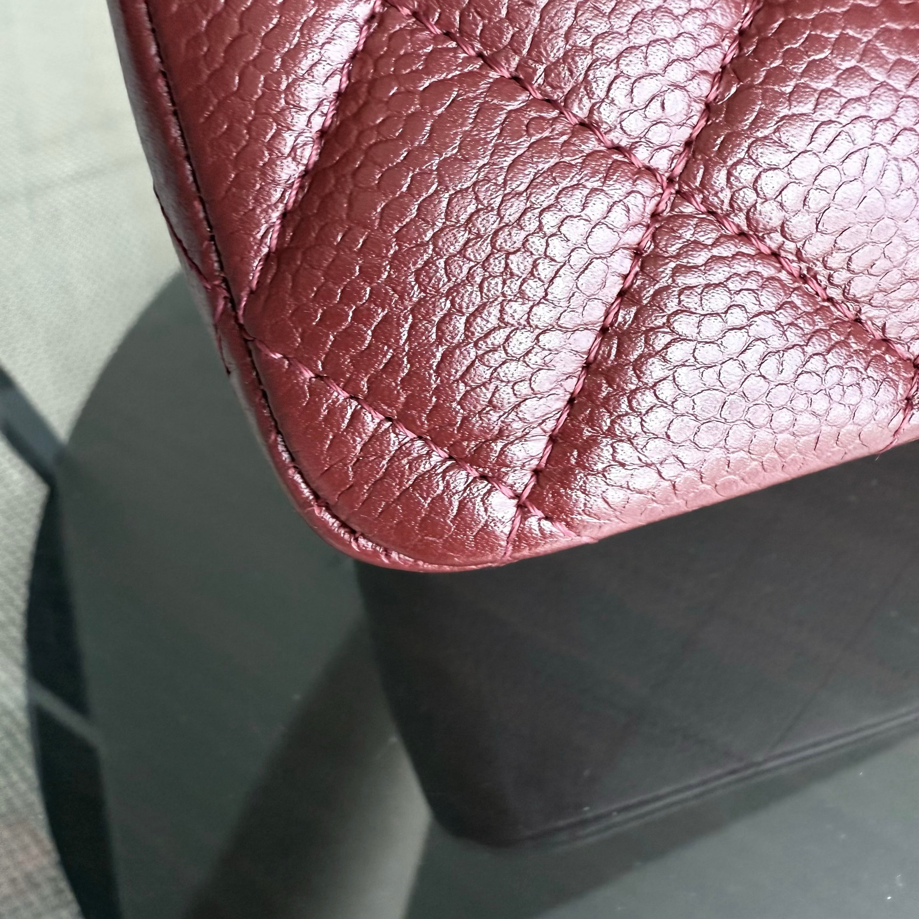 Chanel Classic Flap Medium - Caviar 25CM Quilted Grained Calfskin Burgundy Dark Red Silver Hardware Series 18