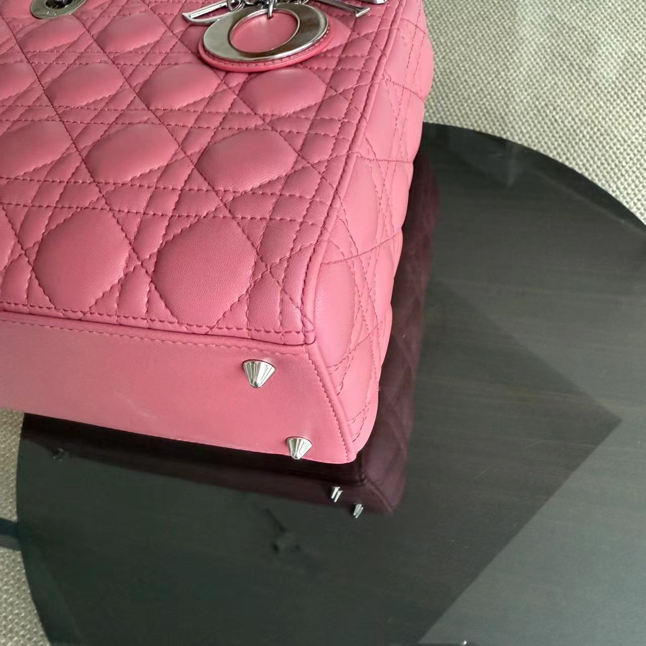 Dior Lady Medium - Cannage Lambskin Pink Silver Hardware