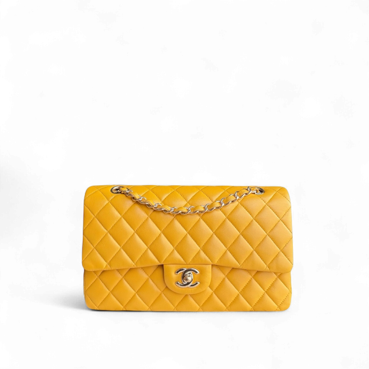 Chanel Classic Flap Medium - 25CM Quilted Lambskin Yellow Gold Hardware Series 22