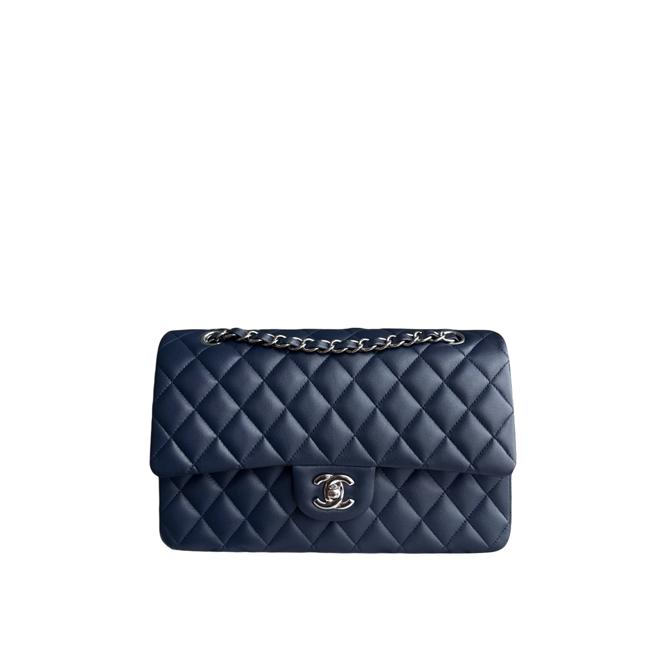 Chanel Classic Flap Medium - 25CM Quilted Lambskin Midnight Blue Silver Hardware Series 22