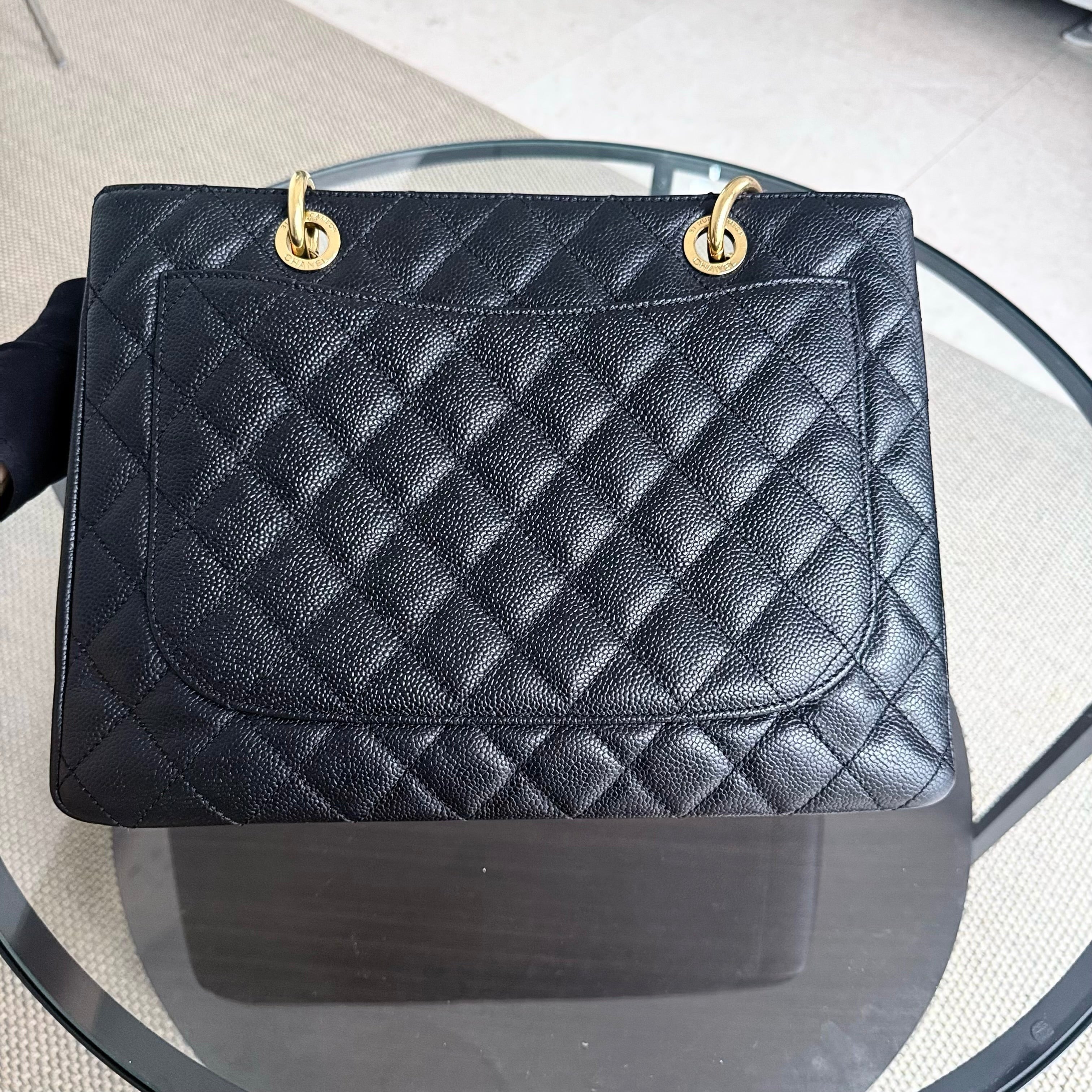 Chanel GST Grand Shopping Tote - Caviar Quilted Black Gold Hardware Series 17
