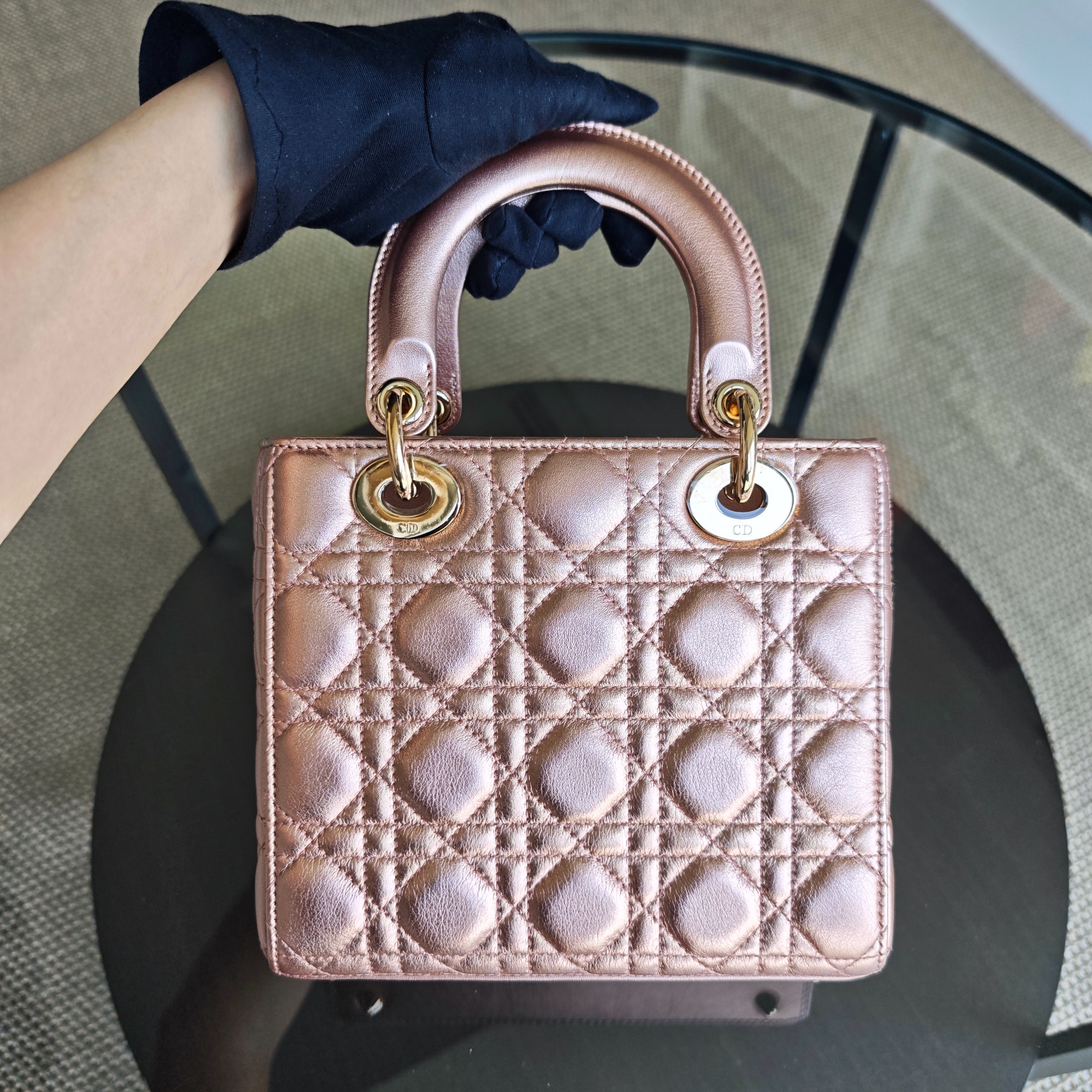 Dior Lady Small Flap ABC - Cannage Calfskin Rose Gold Gold Hardware MyABC