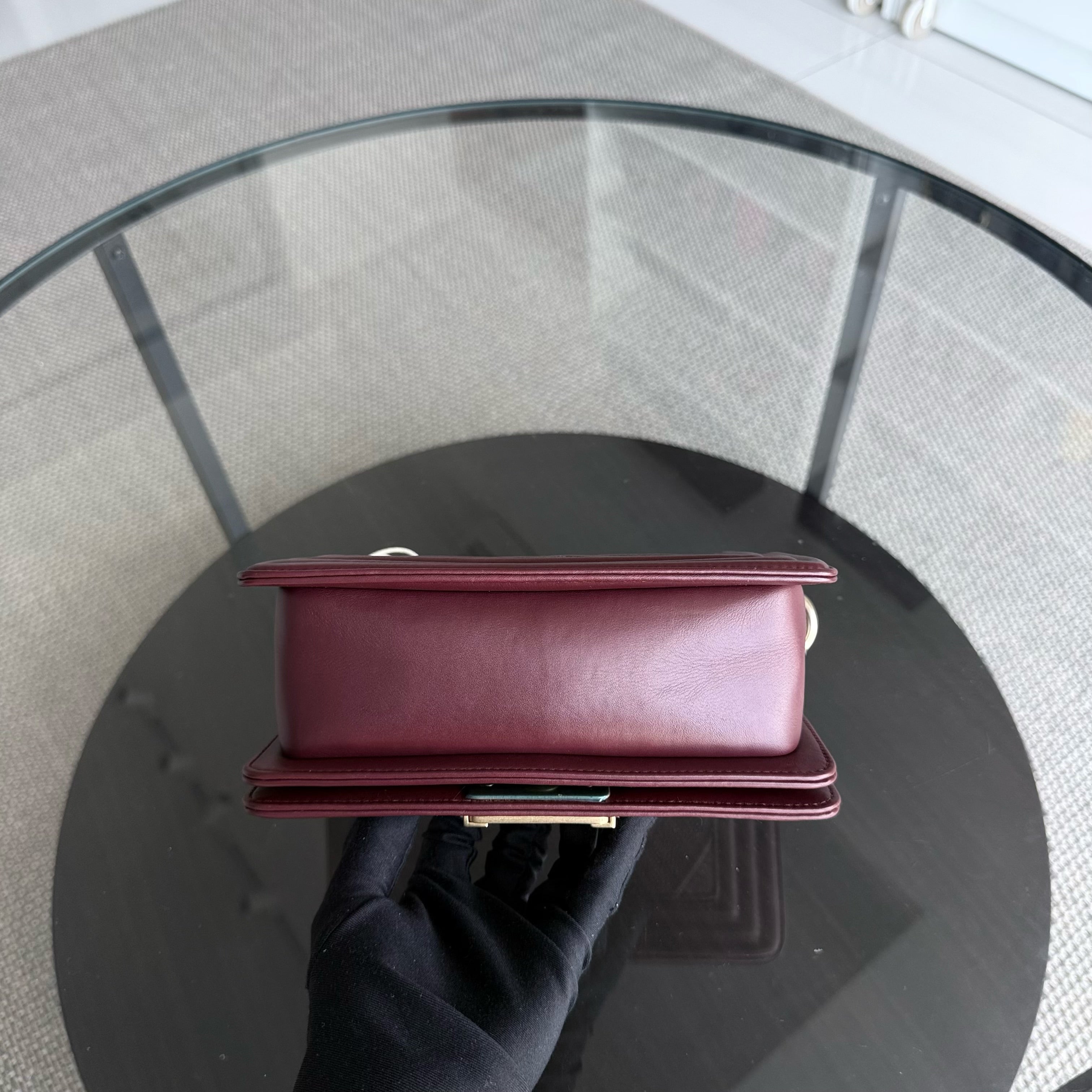 Boy Small 20CM Chevron Tri-skin Calfskin Burgundy GHW No 22