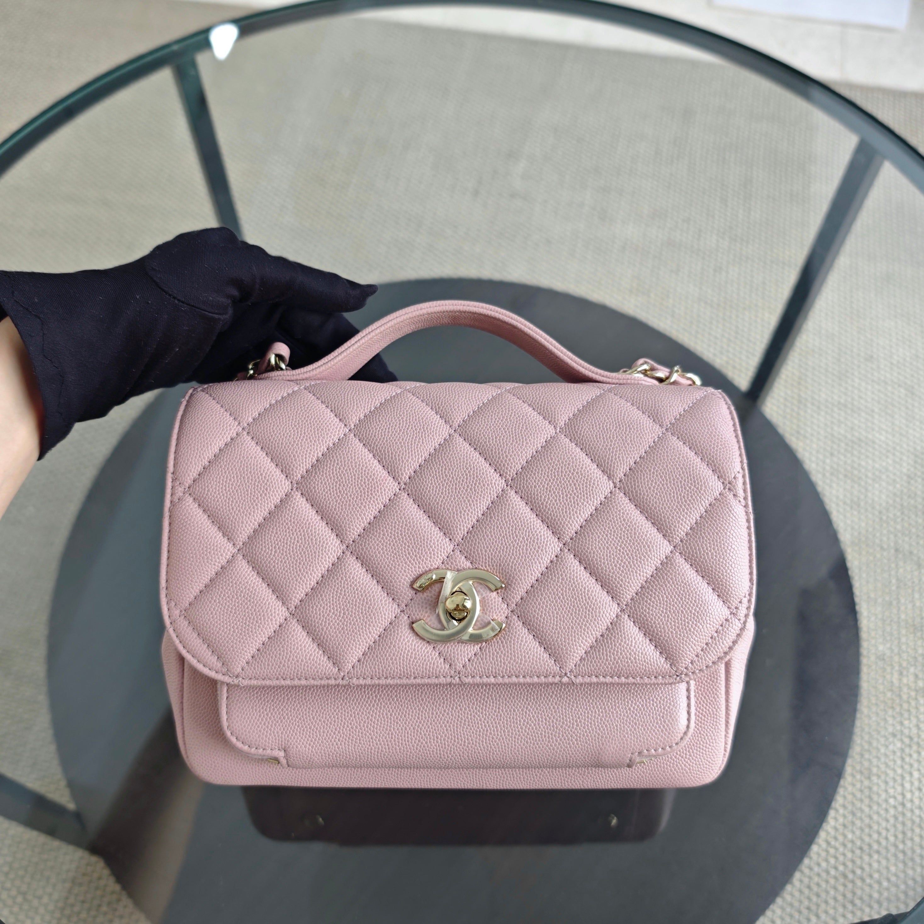 Chanel Business Affinity - Medium 23CM Caviar Quilted Sakura Light Pink Gold Hardware Series 25