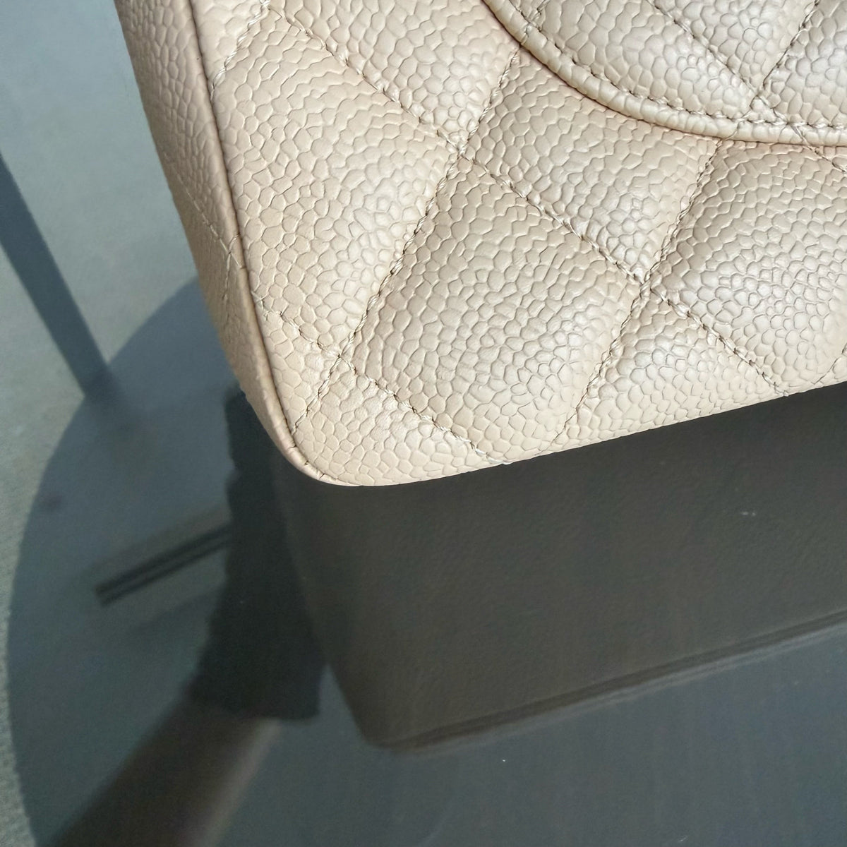 Chanel Classic Flap Jumbo - Caviar 30CM Single Flap Quilted Beige Gold Hardware Series 12