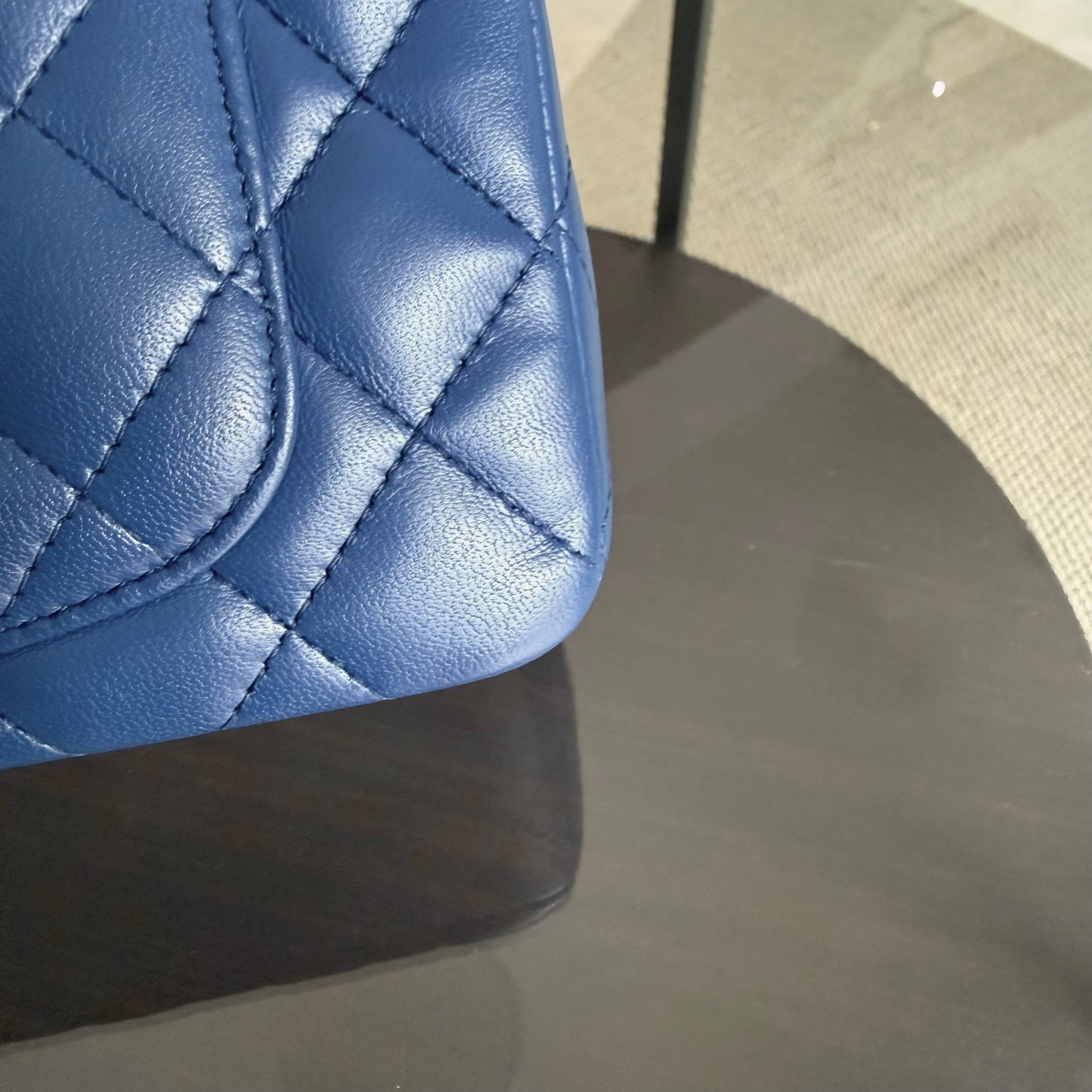 Chanel Mini Rectangle Classic Flap - 20CM Lamskin Quilted Blue Gold Hardware Series 25
