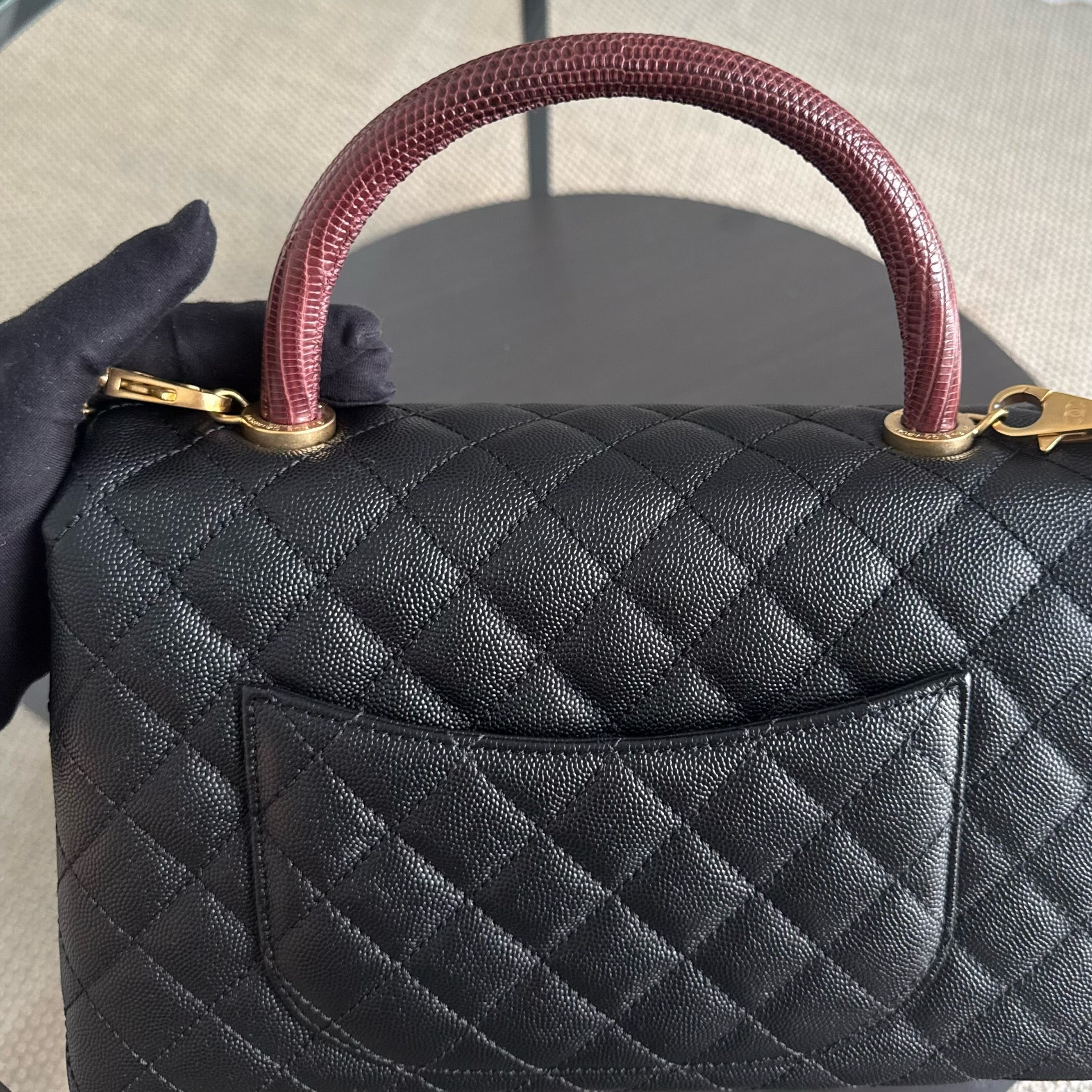Chanel Coco Handle Medium - Caviar 29CM Quilted Black Gold Hardware Series 24