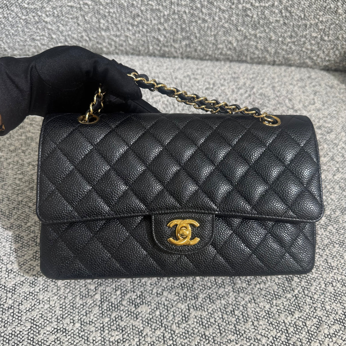 Chanel Classic Flap Medium - 25CM Quilted Caviar Black Gold Hardware