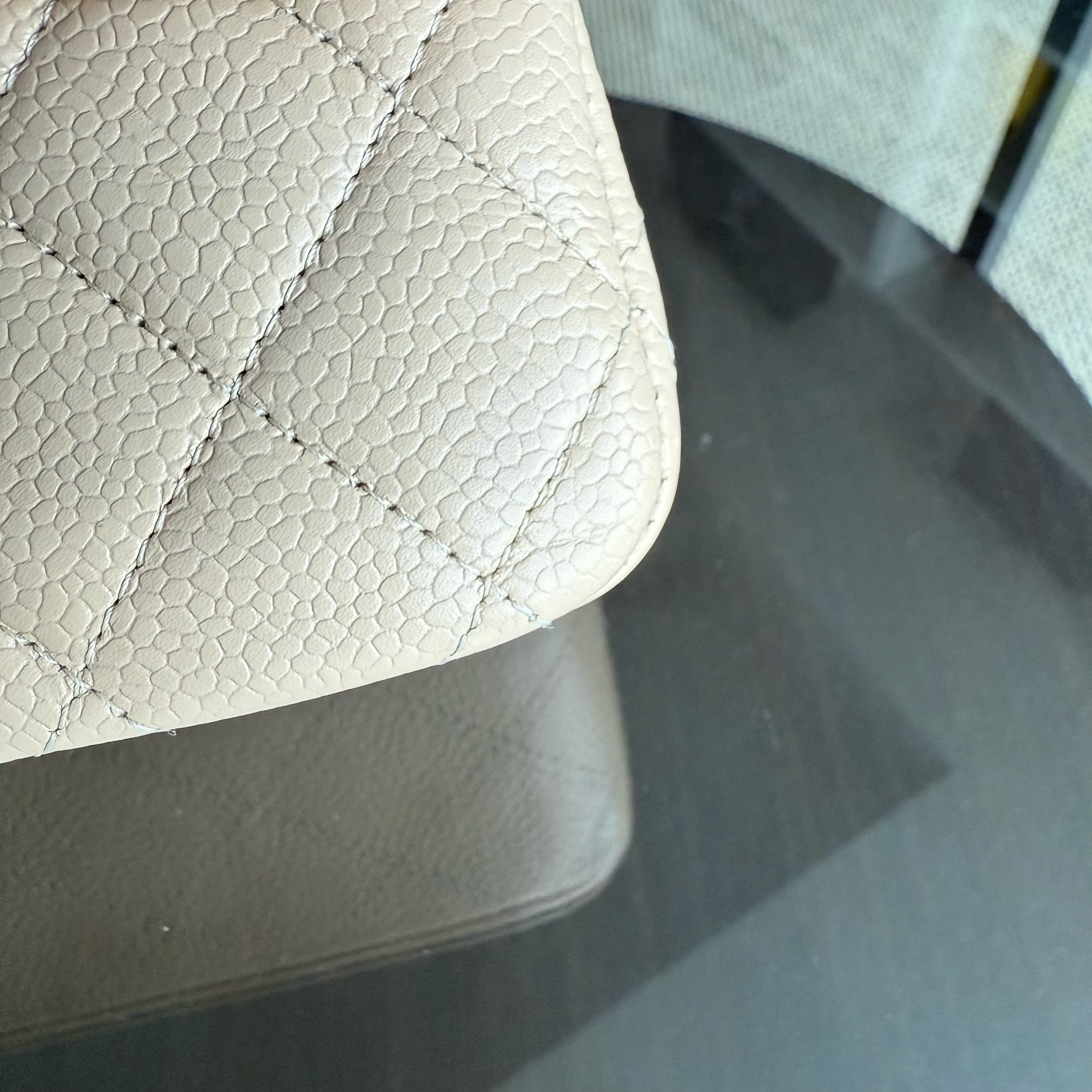 Chanel Classic Flap Medium - 25CM Quilted Lambskin Beige Silver Hardware Series 14