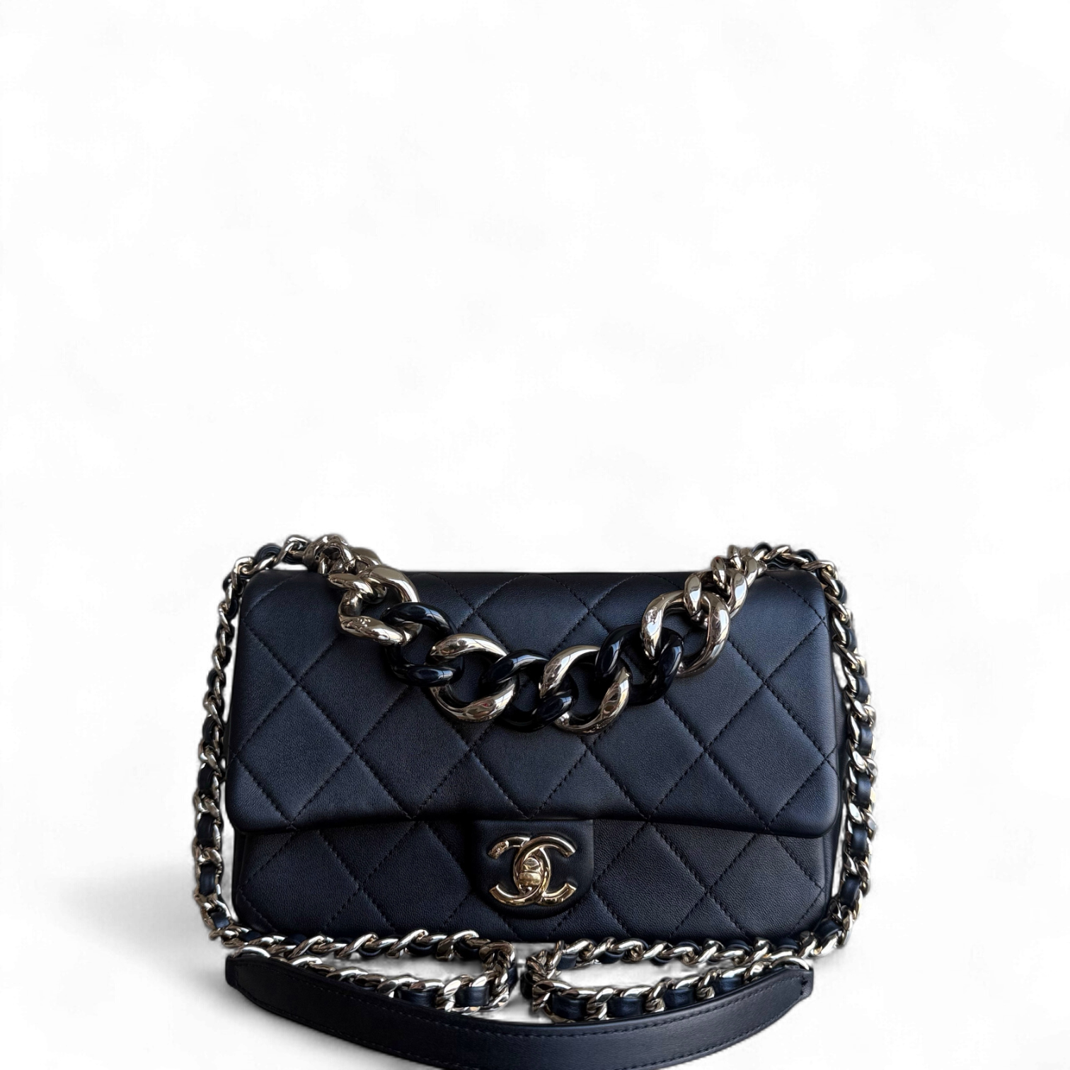 Chanel 2020 Elegant Resin Chain Seasonal Flap - Quilted Lambskin Black GHW No 29