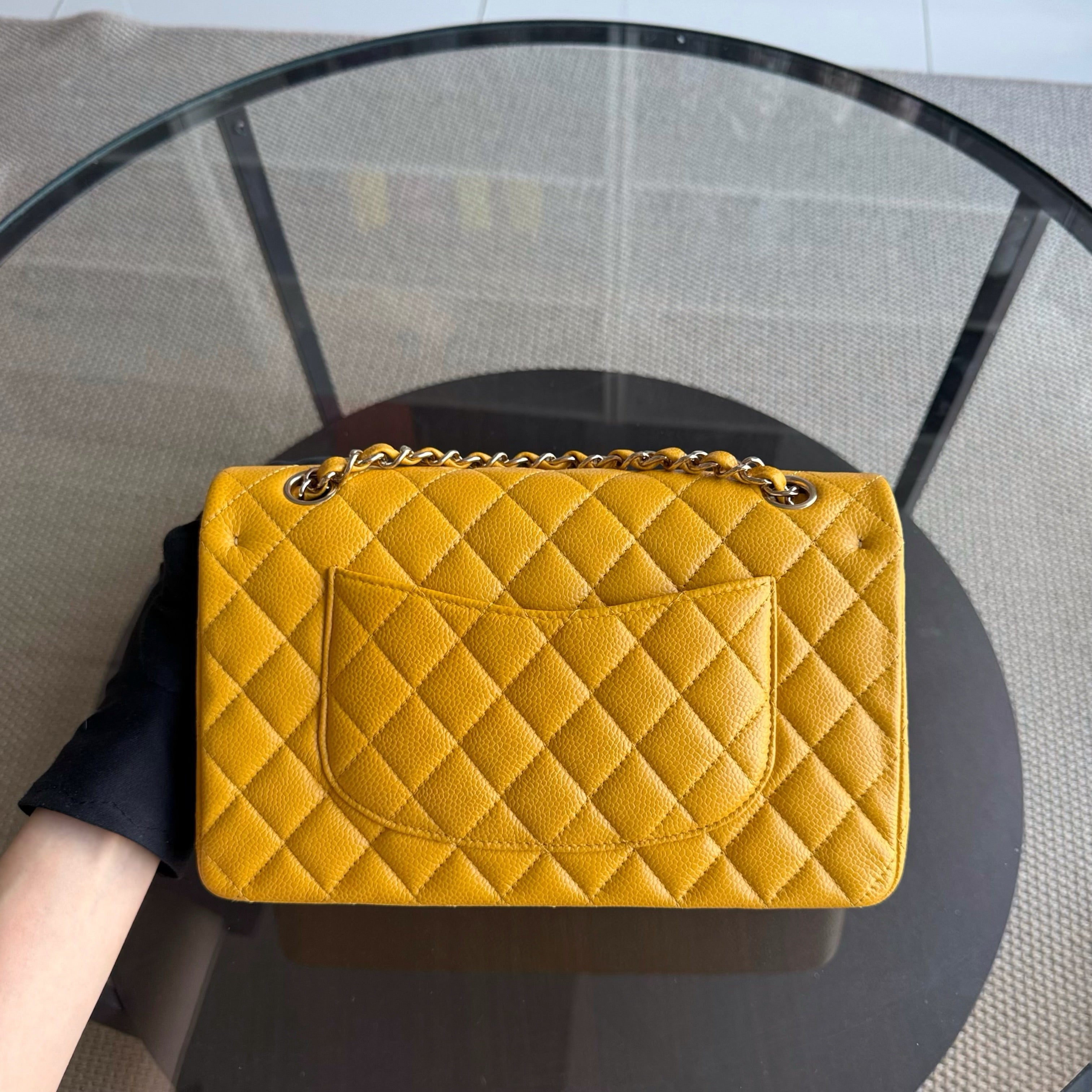 Chanel Classic Flap Medium - Caviar Quilted Grained Calfskin Mustard Gold Hardware Series 25