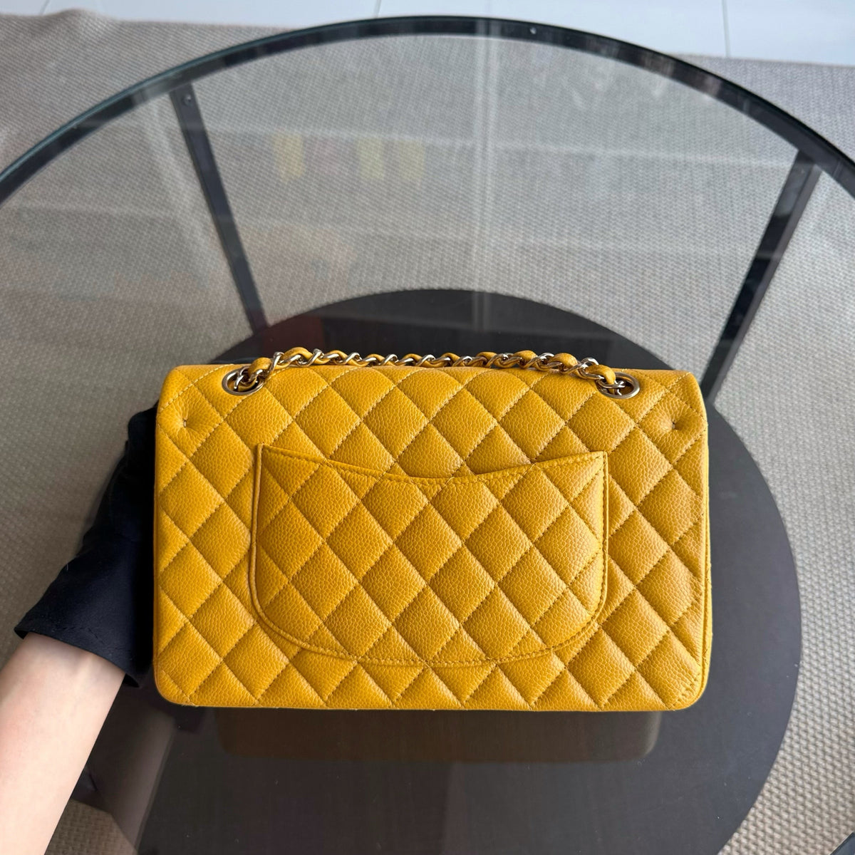 Chanel Classic Flap Medium - Caviar Quilted Yellow Mustard Gold Hardware Series 25