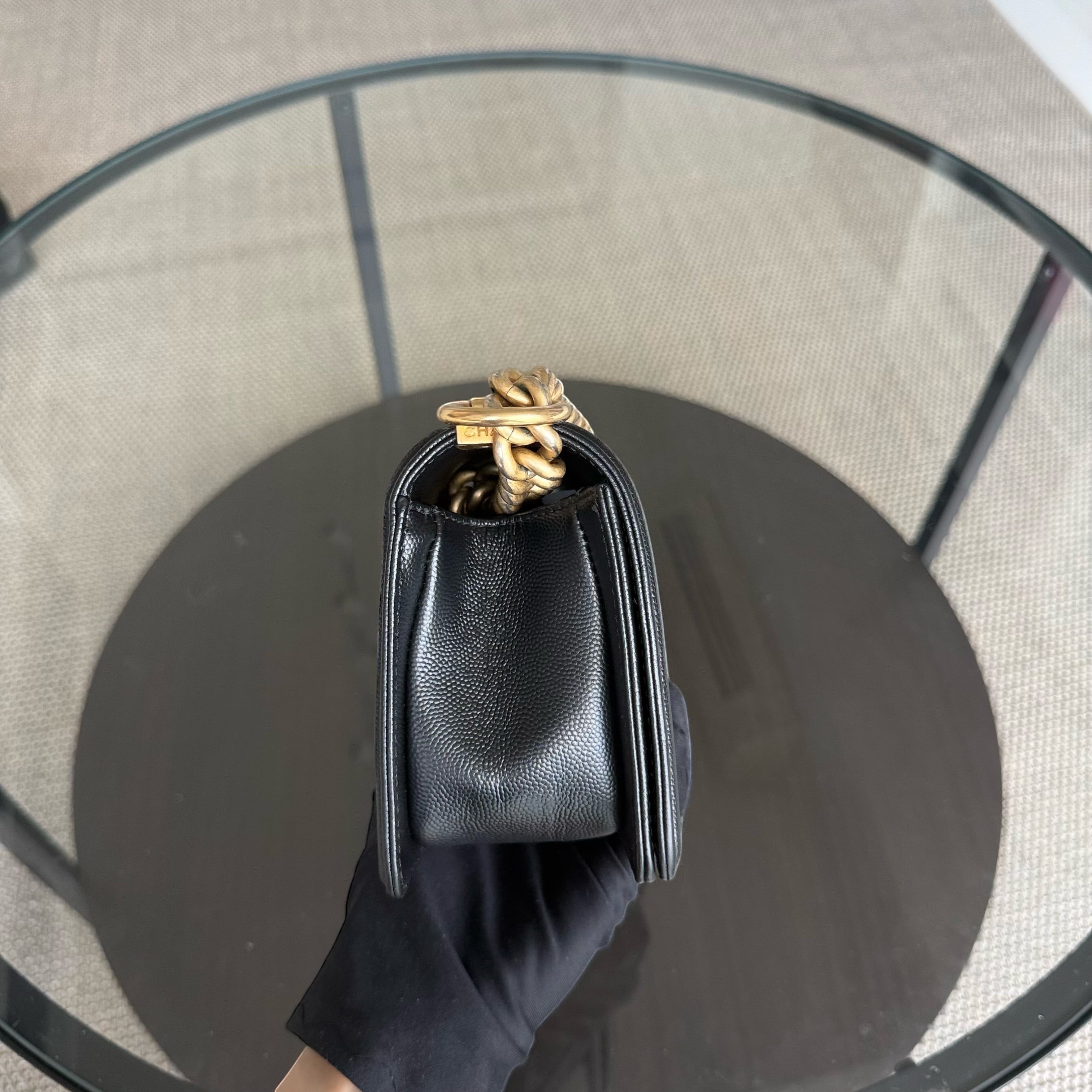 Chanel Boy Small - Caviar 20CM Quilted Black Gold Hardware Series 27