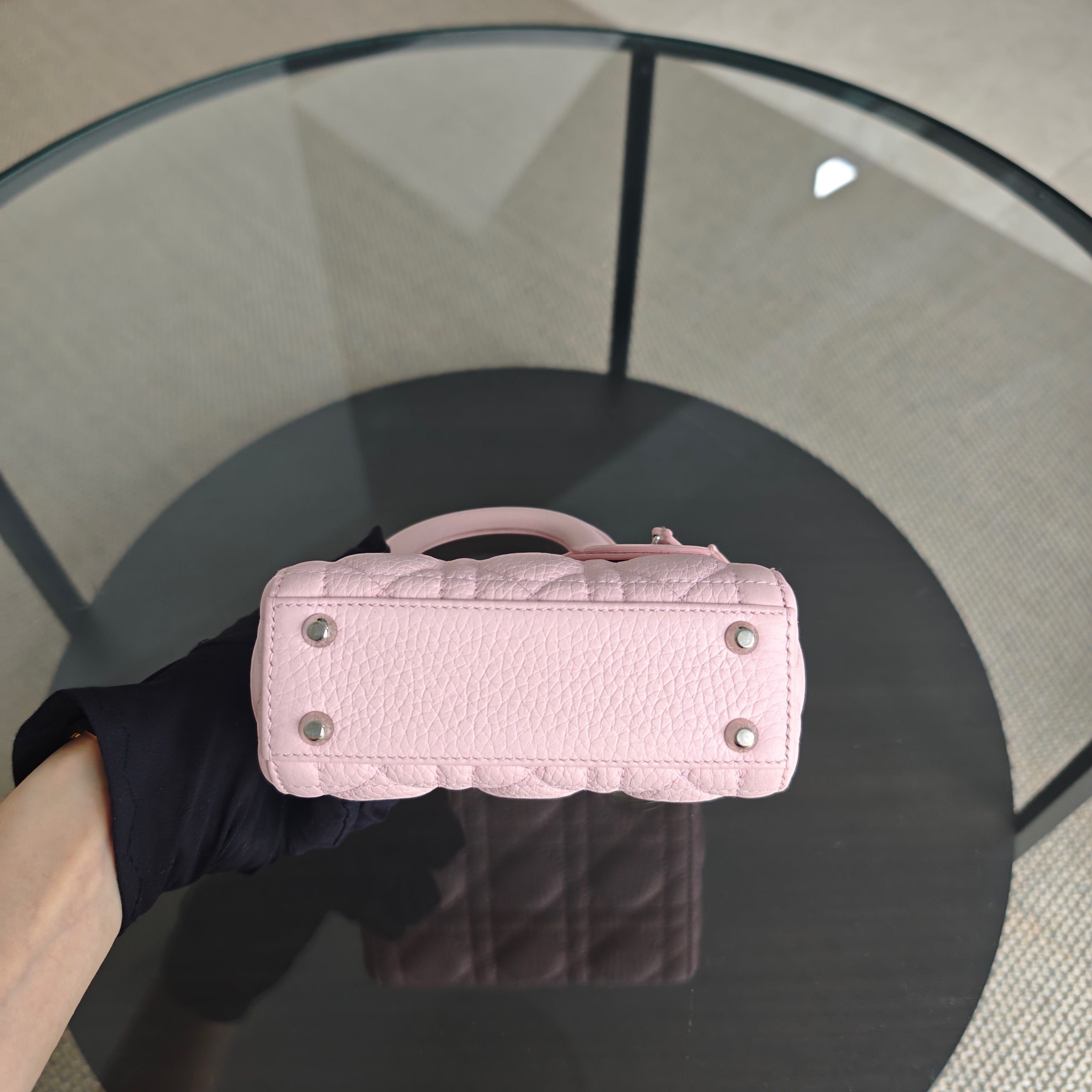 Dior Lady Micro - Cannage Caviar Light Pink Pink Hardware Adjustable Strap